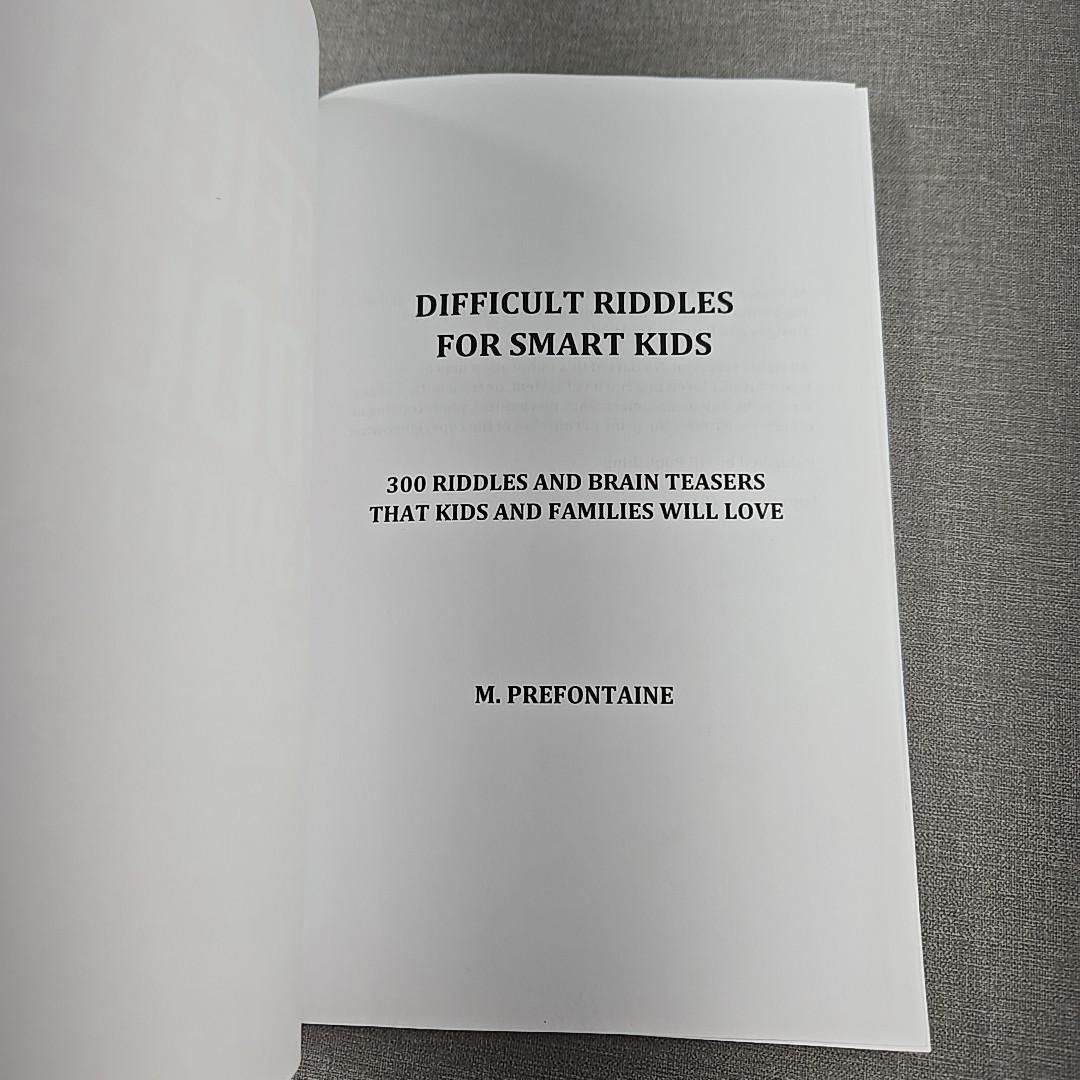 Difficult Riddles for Smart Kids by M Prefontaine ~ 2019 Trade Paperback