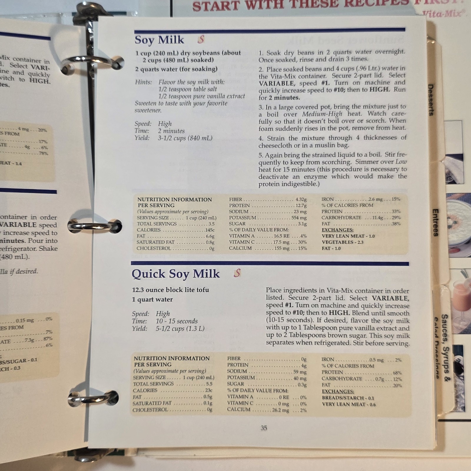 Vita-Mix Whole Food Recipes 3-Ring Binder and Owner&rsquo;s Manual 2000 USA