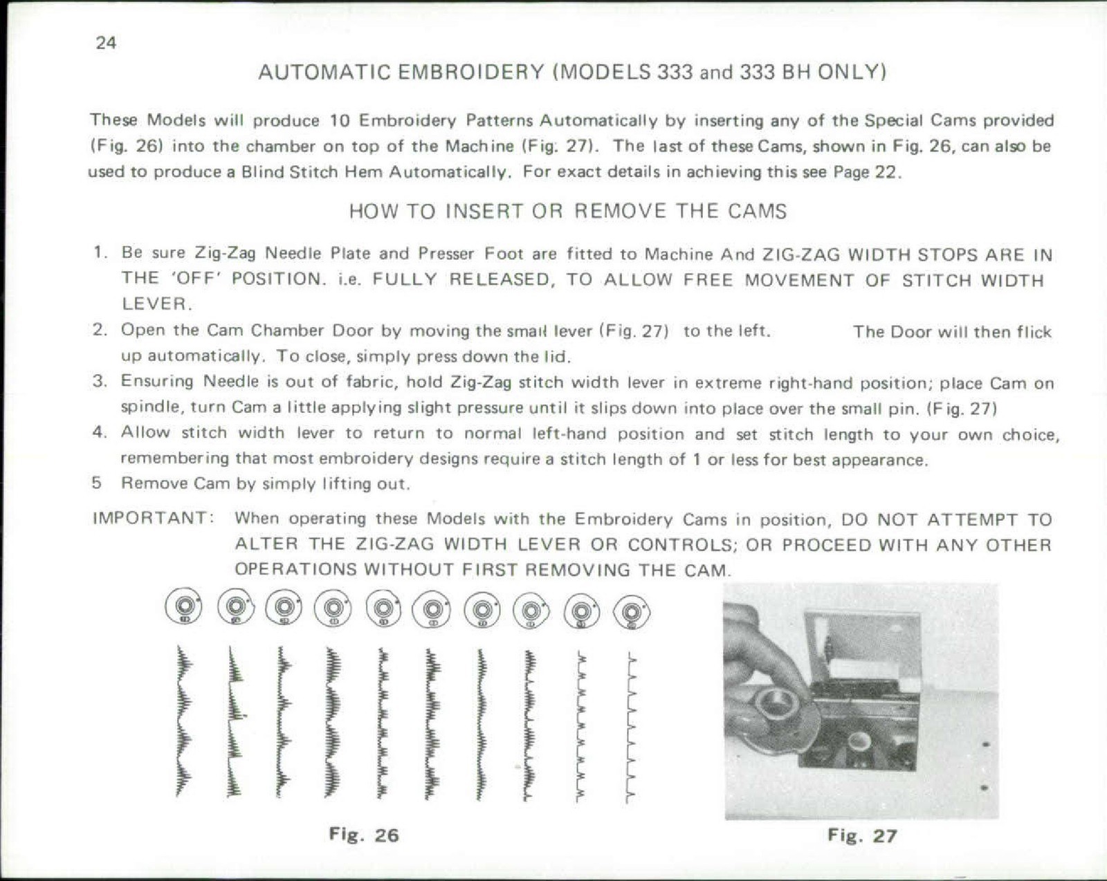 ALFA 233 233BH 236BH 333 333BH 336BH Sewing Machine Owners Manual – SPIRAL BOUND