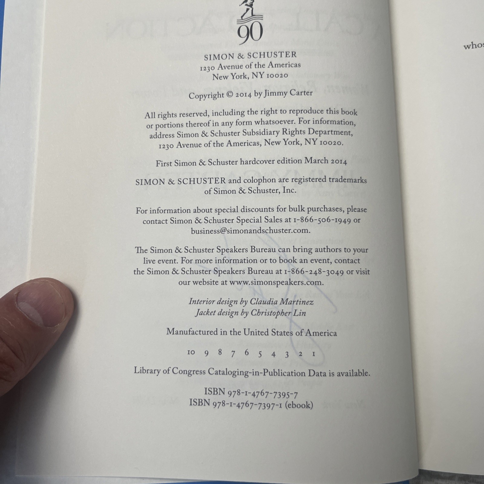A Call To Action, Jimmy Carter. Simon & Schuster 2014. Signed 1st Printing.