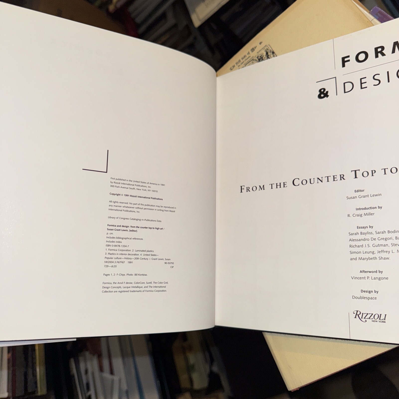 NEW! FORMICA & DESIGN From The Counter Top to High Art – SUSAN GRANT LEVIN -1991