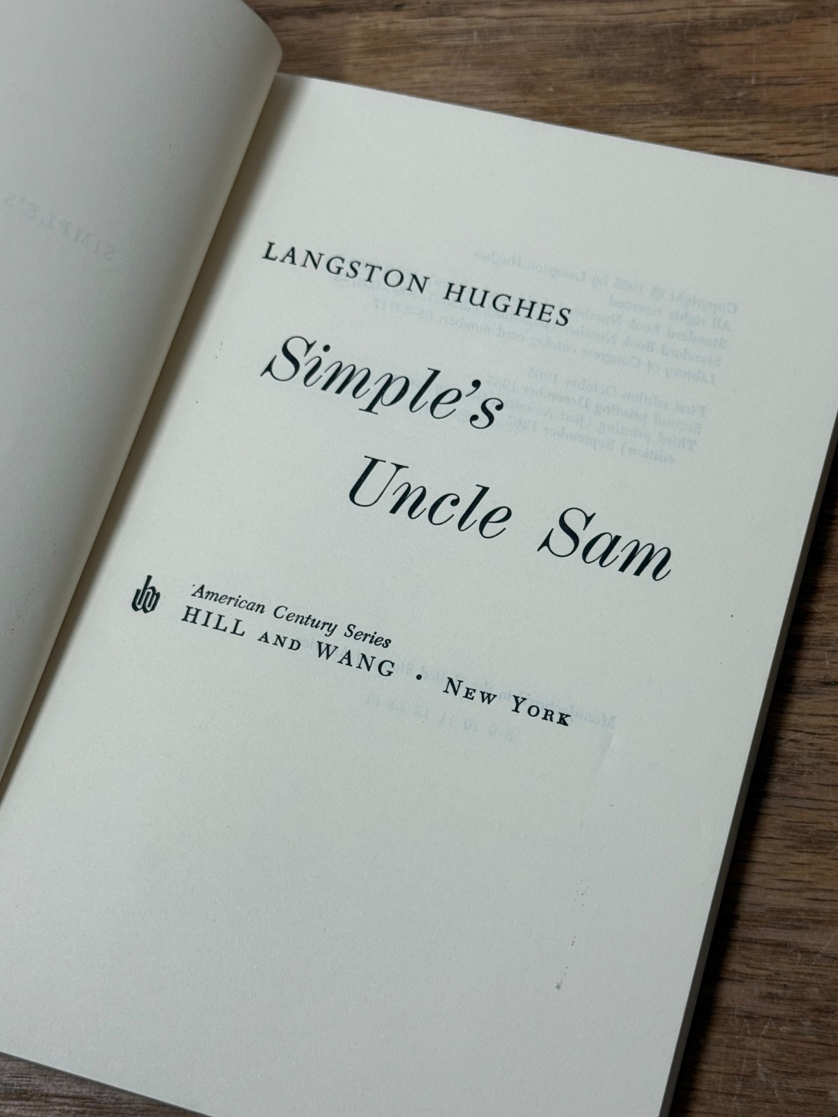 Simple&rsquo;s Uncle Sam 1967 Langston Hughes Short Stories Paperback Third Printing