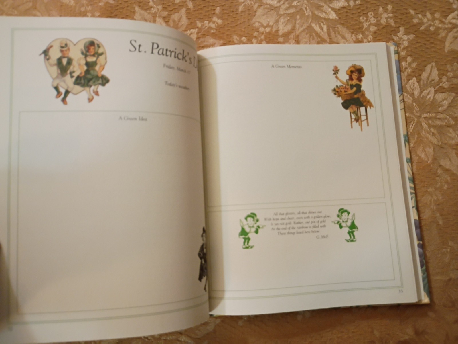 Our Old Fashioned Country Diary for 1995 Hardcover Floral Illustrated Book