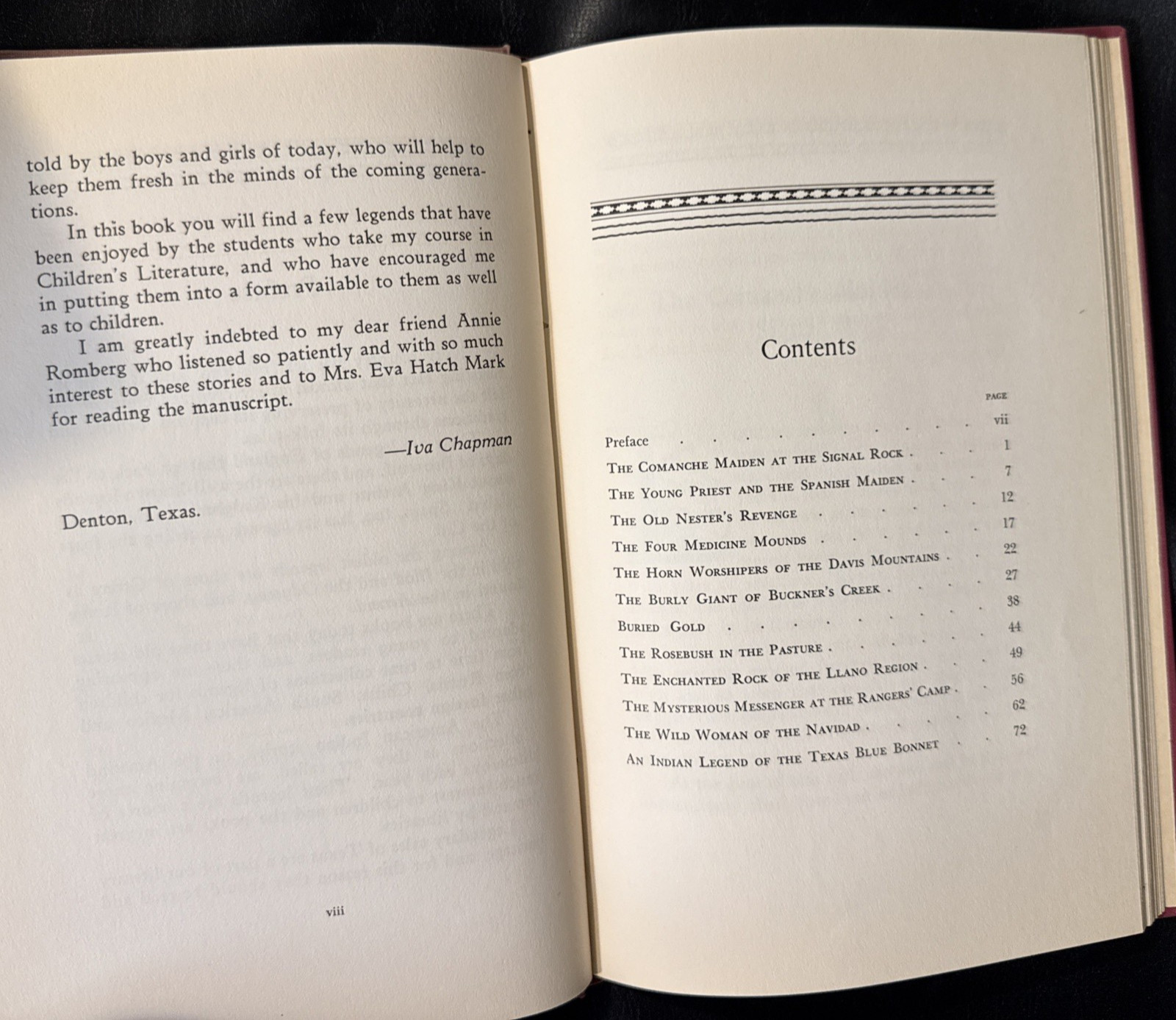 Twelve Legendary Stories Of Texas by Iva Chapman 1940 First Edition Texana HC