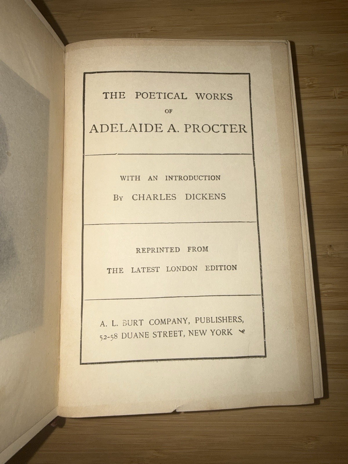 « The Poetical Works of Adelaide A. Procter » Dickens intro A.L. Burt 1868 HC