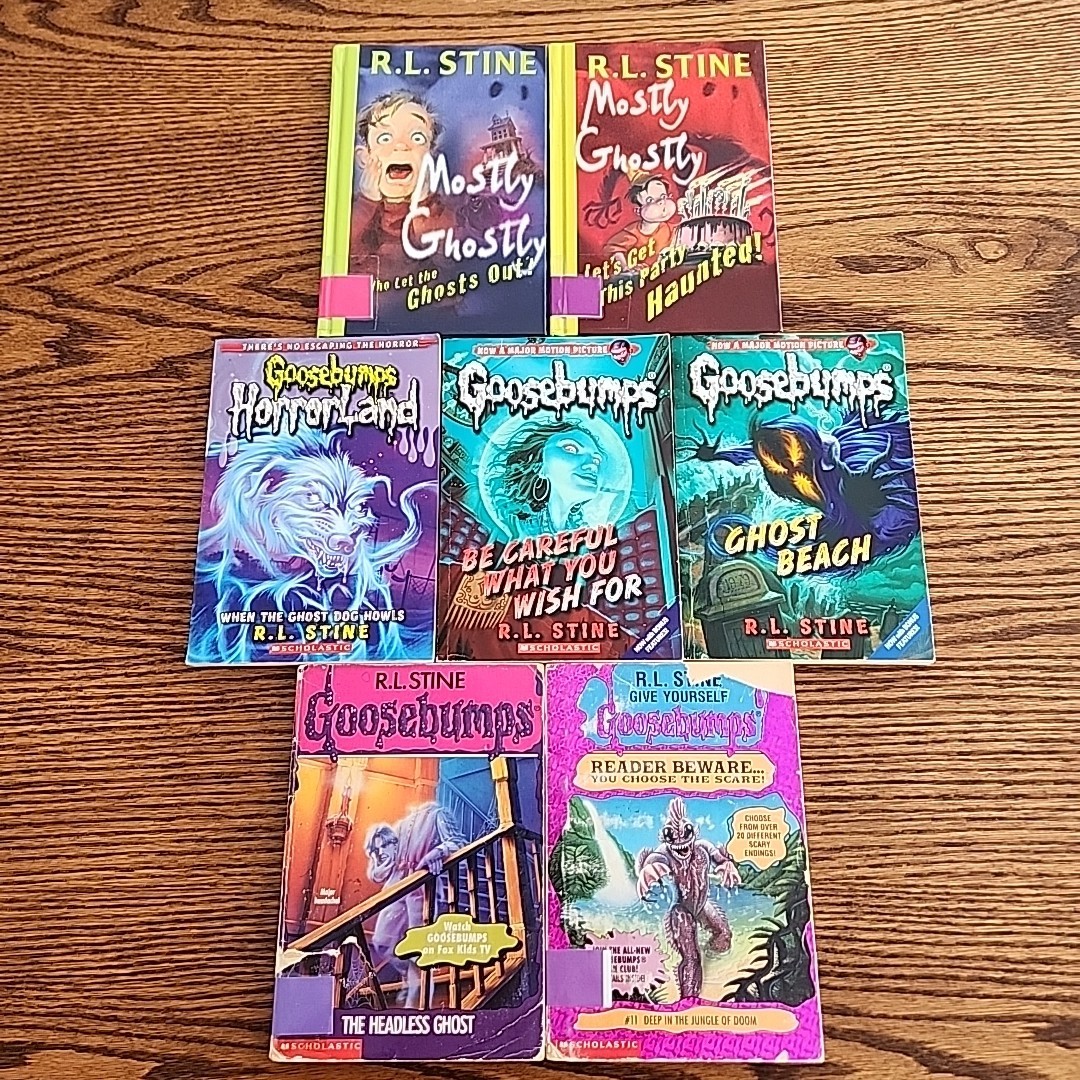 R.L. Stine Book Lot of 7 Books Goosebumps, Mostly Ghostly, Condition Varies