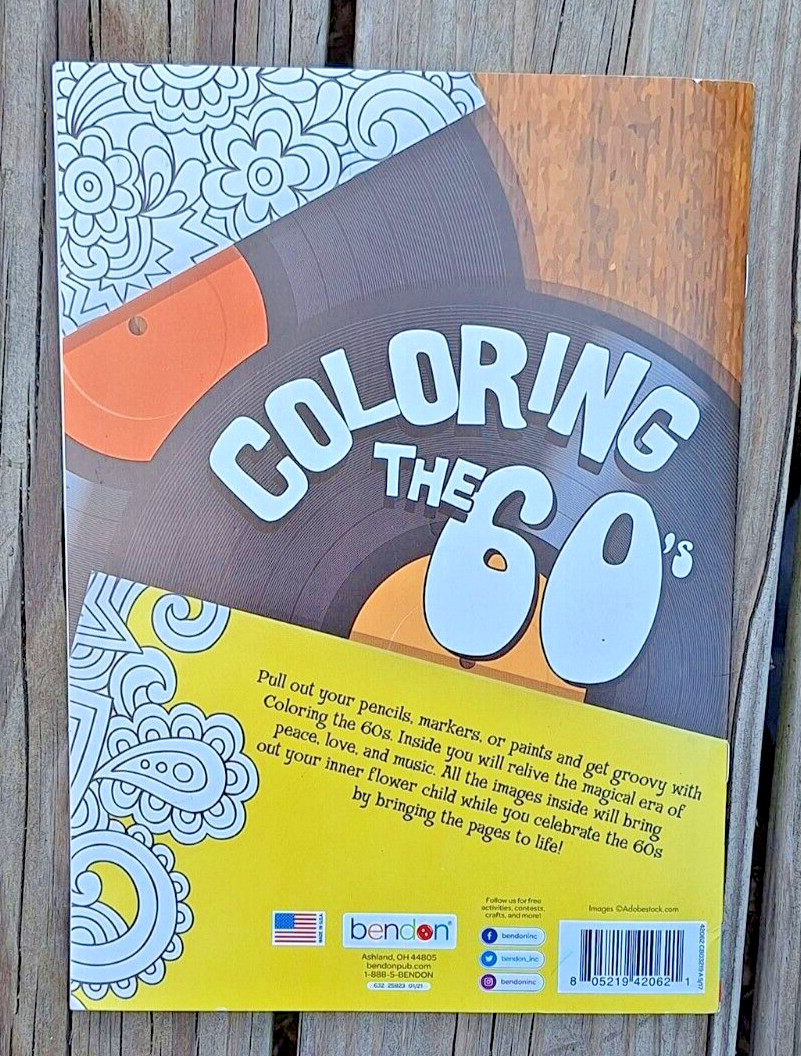 COLORING THE &rsquo;60S 16 PAGES BY BENDON – BRAND NEW