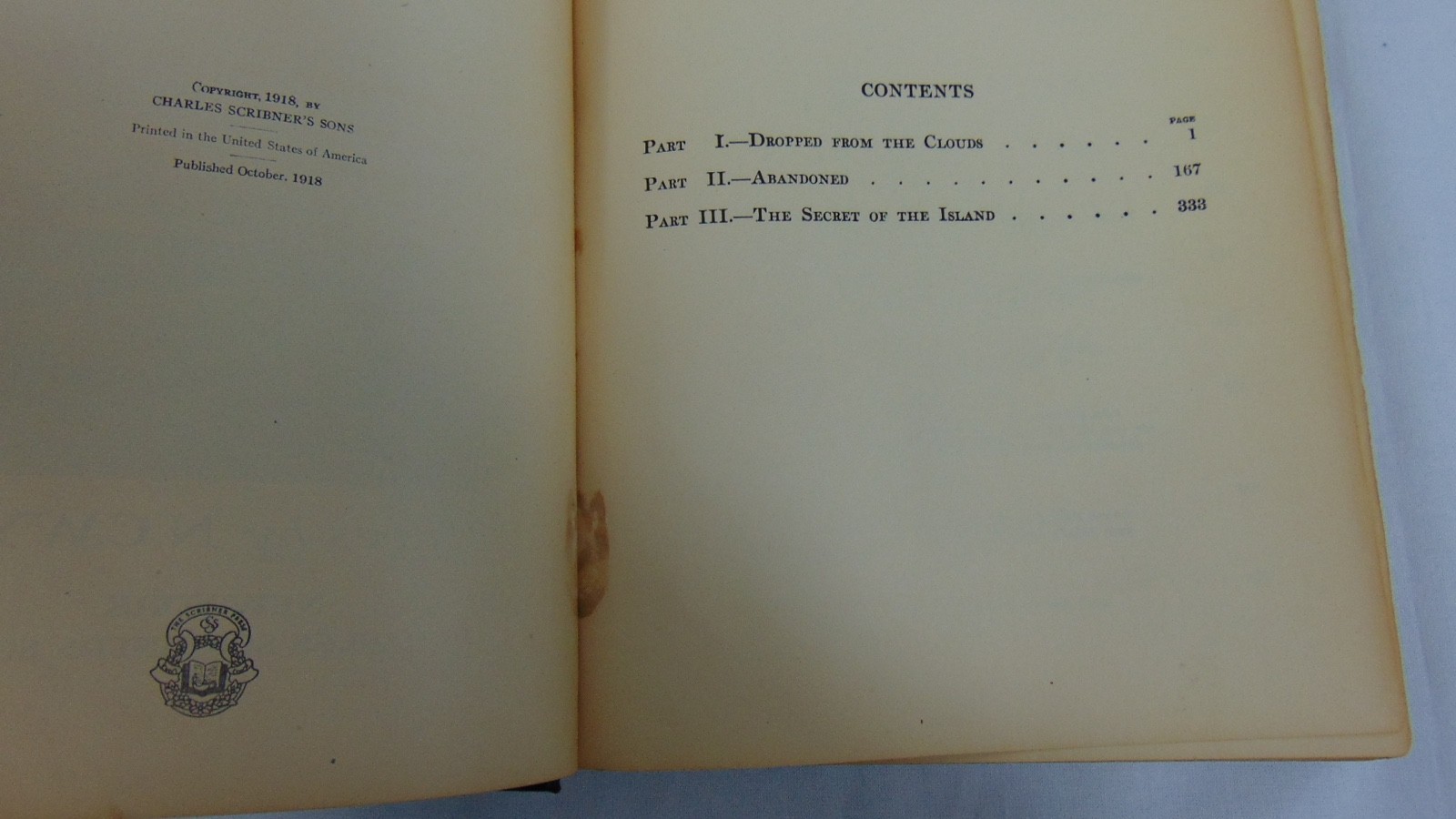 The Mysterious Island Jules Verne Book, Scribner&rsquo;s, 1918 / 30 Hard cover Book