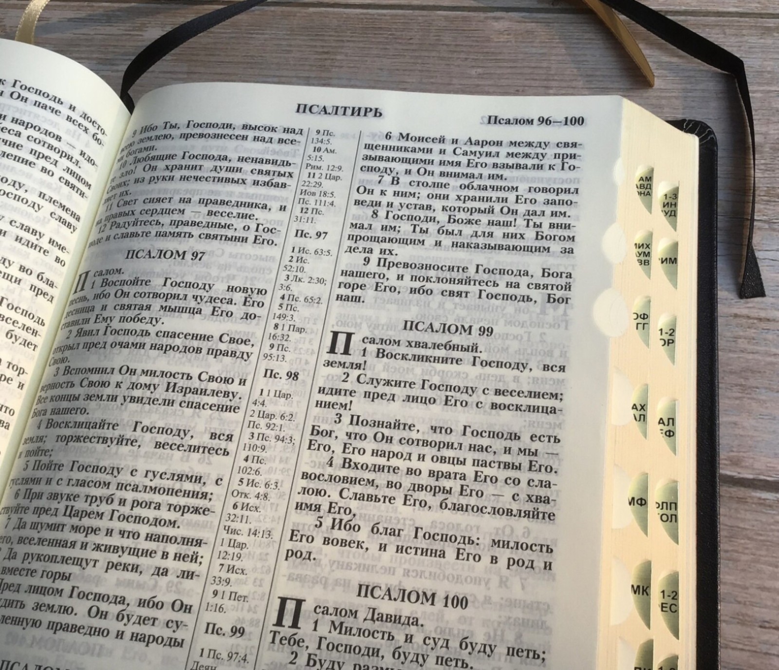 Gift Bible, Genuine Leather, size 17×24 cm, black in a case in Russian