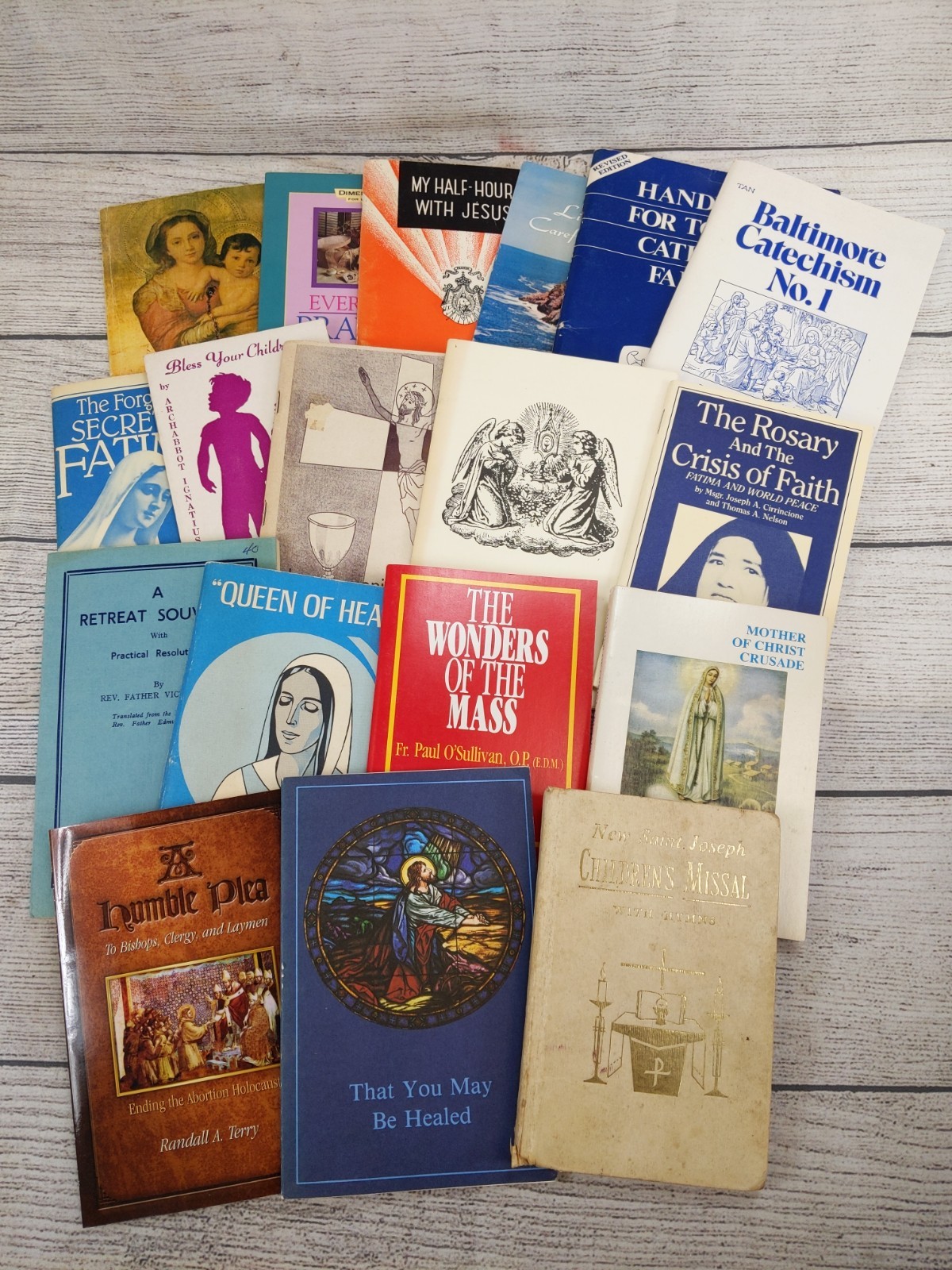 Vintage Lot of 60+ Catholic Religious Ephemera Books Pamphlets Literature Prayer