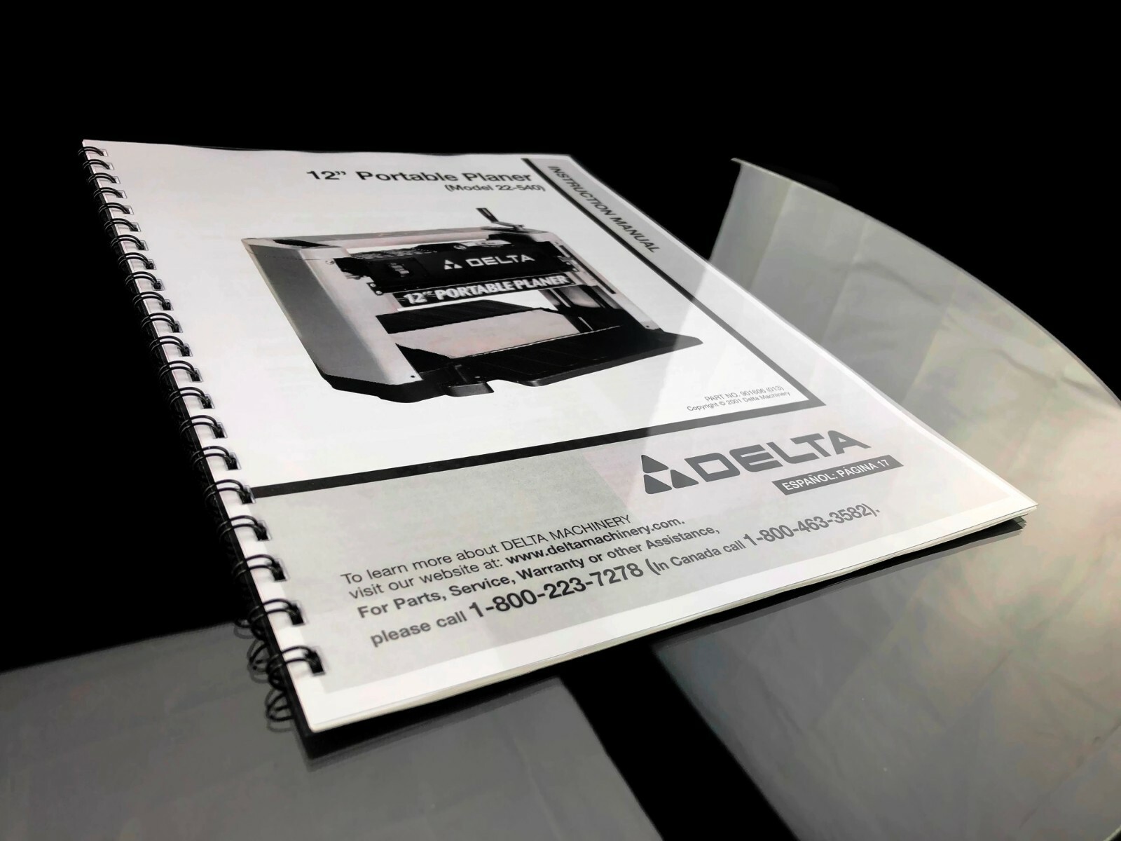 Delta 12&Prime; Portable Planer 22-540 Instruction Manual SPIRAL BOUND