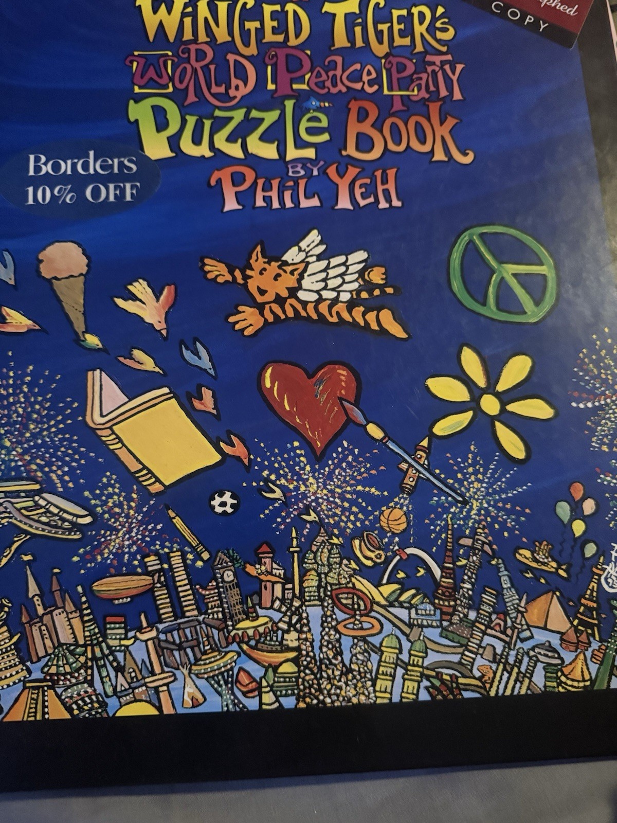 WINGED TIGER&rsquo;S WORLD PEACE PARTY PUZZLE BOOK By Phil Yeh HB VG
