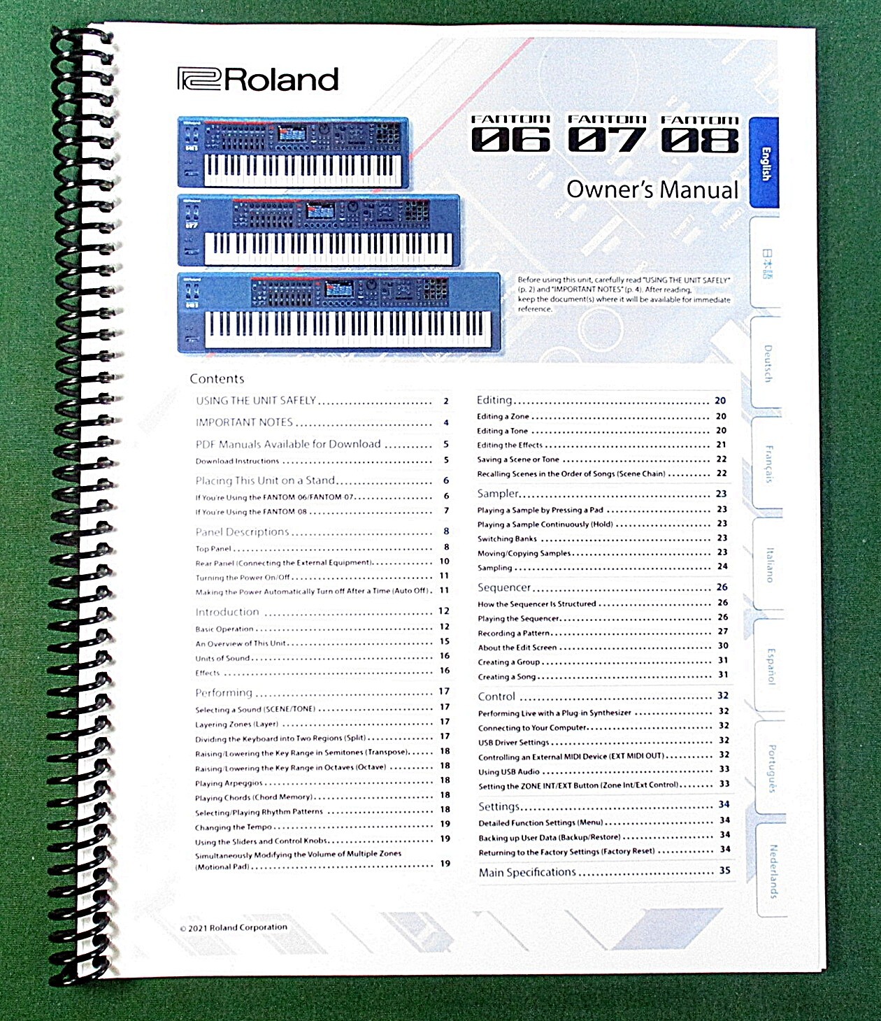 Roland Fantom 06 Owner&rsquo;s Manual: 36 Pages Full Color & Protective Covers!