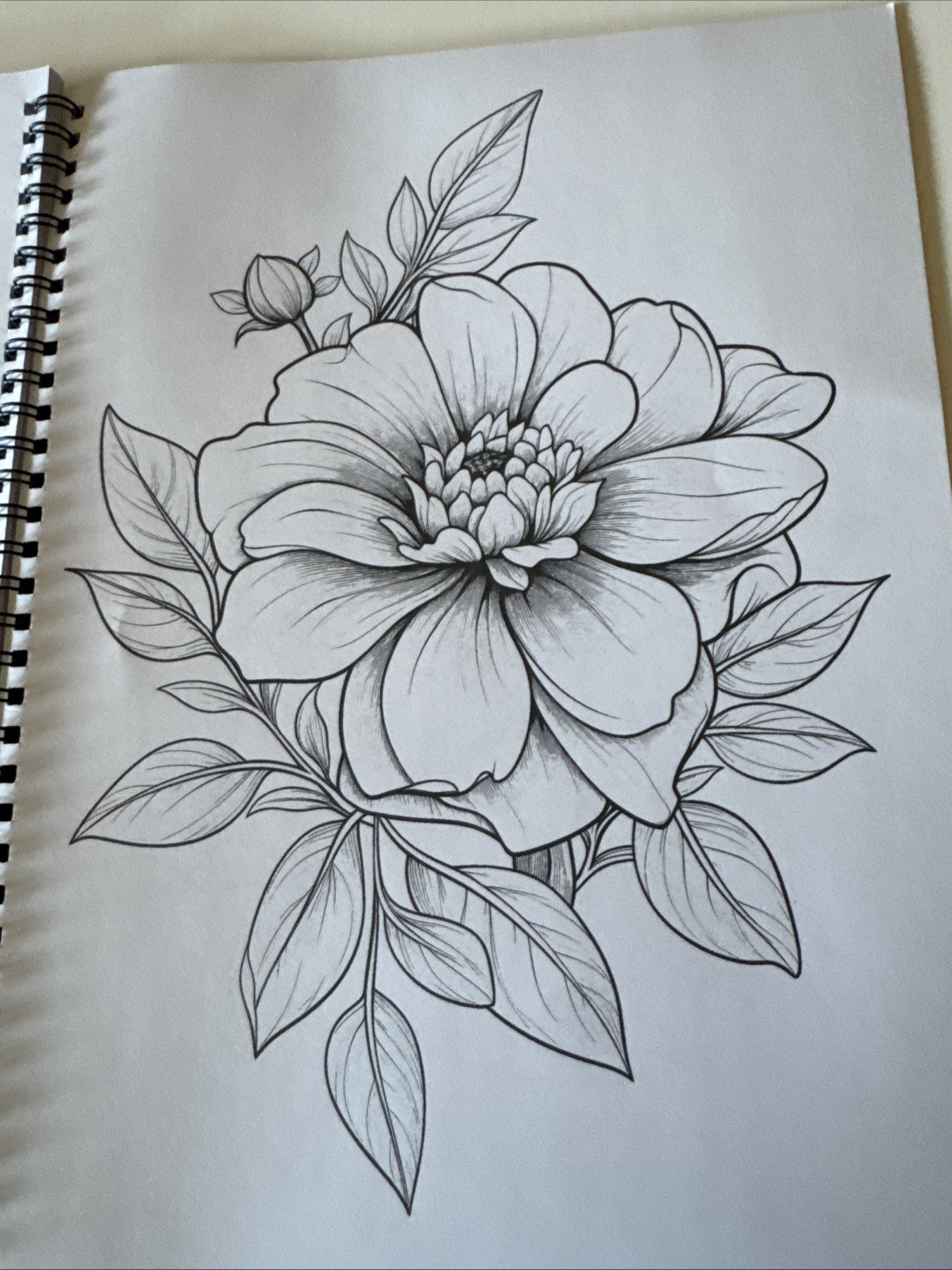 8 1/2 X 11 Spiral Adult Coloring Book Multicolored Flowers NEW Shipping Included