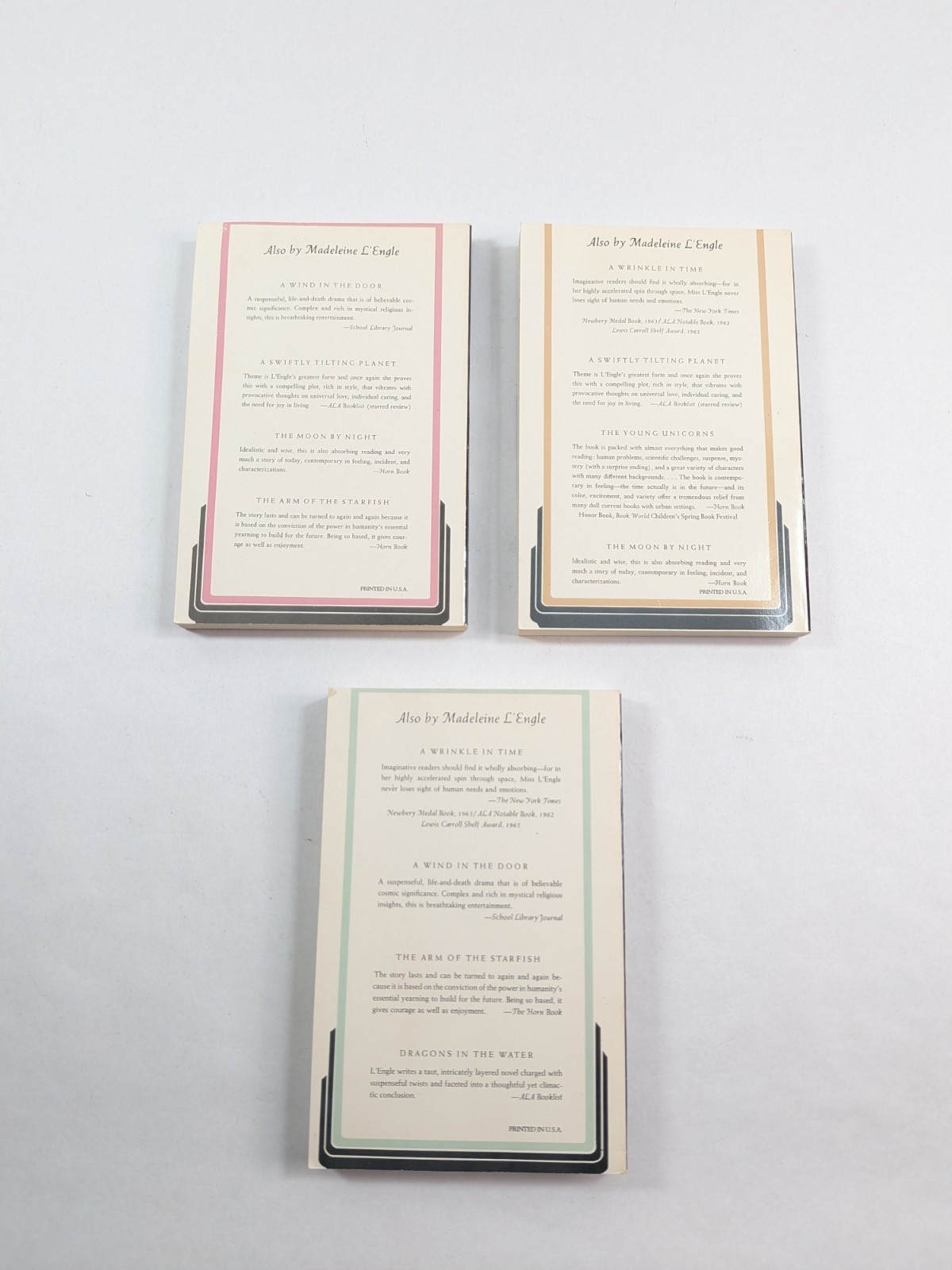 Lot of 3 A Wrinkle in Time Books 1-3 by Madeleine L&rsquo;Engle Paperback 1970s