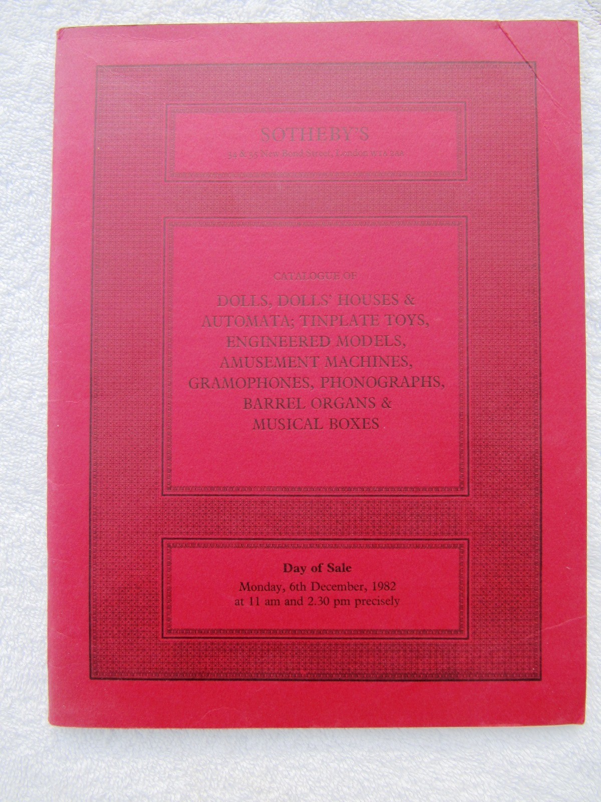 SOTHEBY&rsquo;s AUCTION CATALOG 1982 Mechanical Music Boxes Gramophone Phonograph Doll