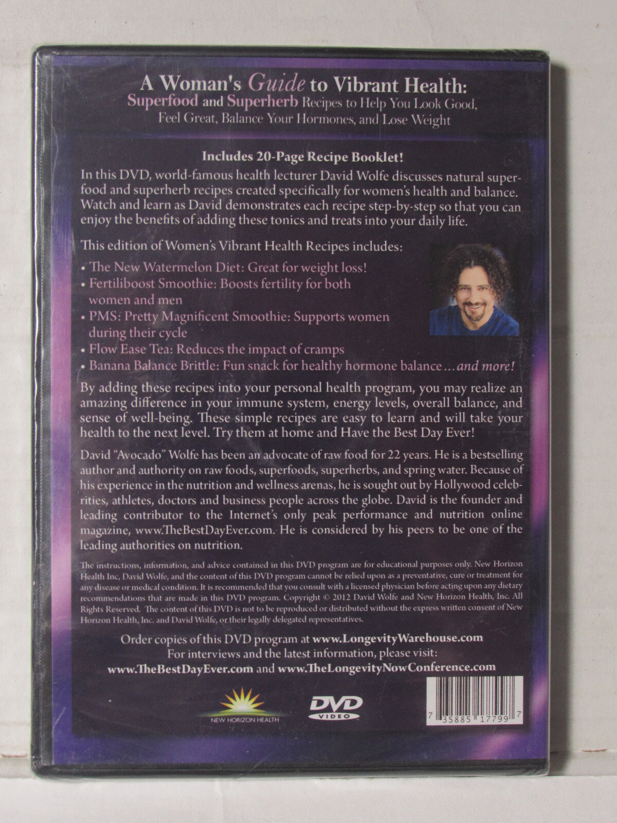 A Woman&rsquo;s Guide to Vibrant Health NEW Weight loss Disease David Wolfe DVD + FREE