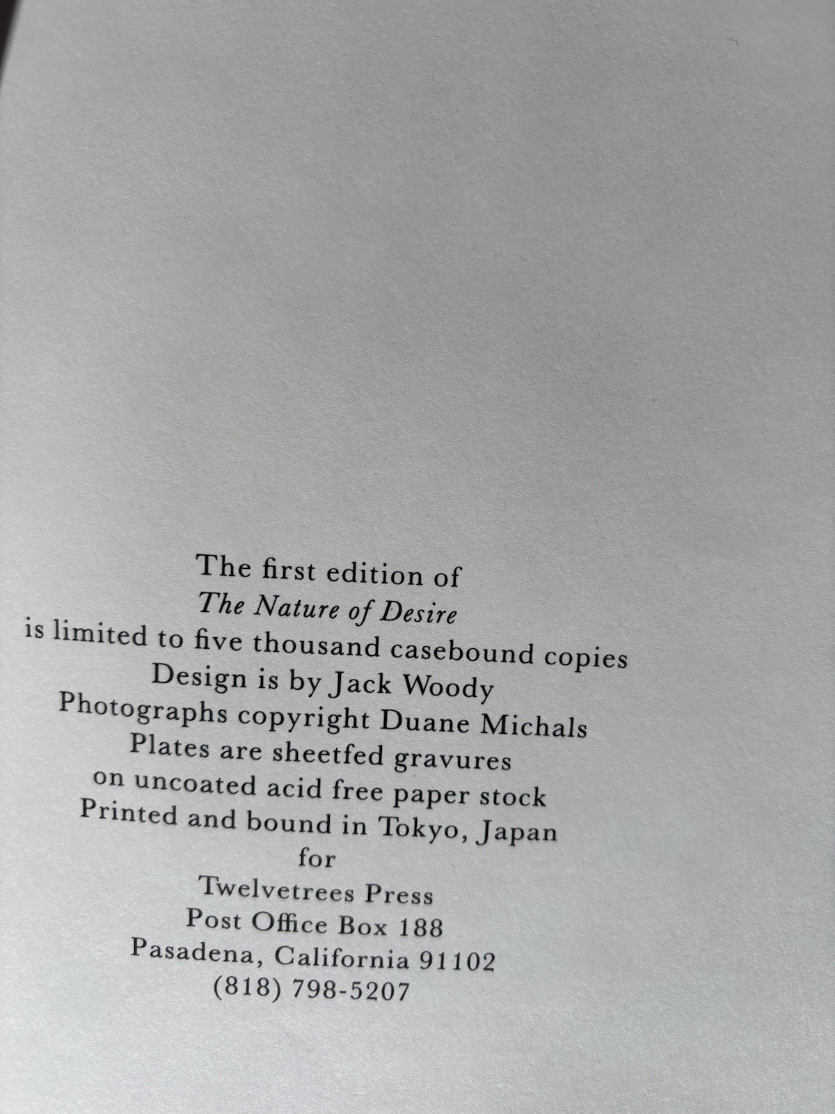 Vintage Limited Edition The Nature of Desire by Duane Michals 1986 Hardcover