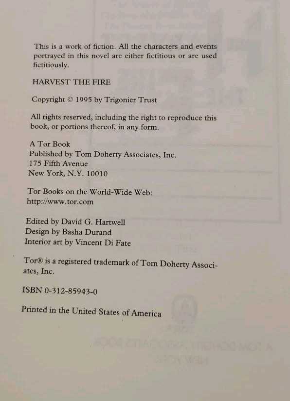 Harvest the Fire by Paul Anderson (1995, Hardcover)