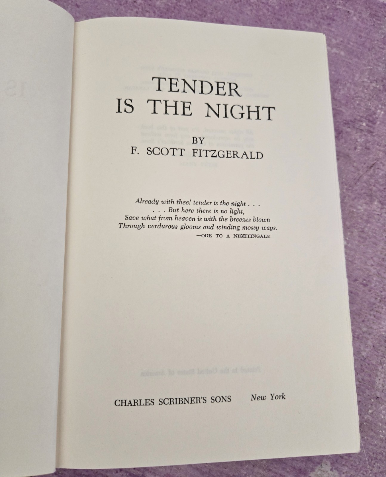 Tender Is the Night by F Scott Fitzgerald HC 1962 Charles Scribner&rsquo;s Sons VTG