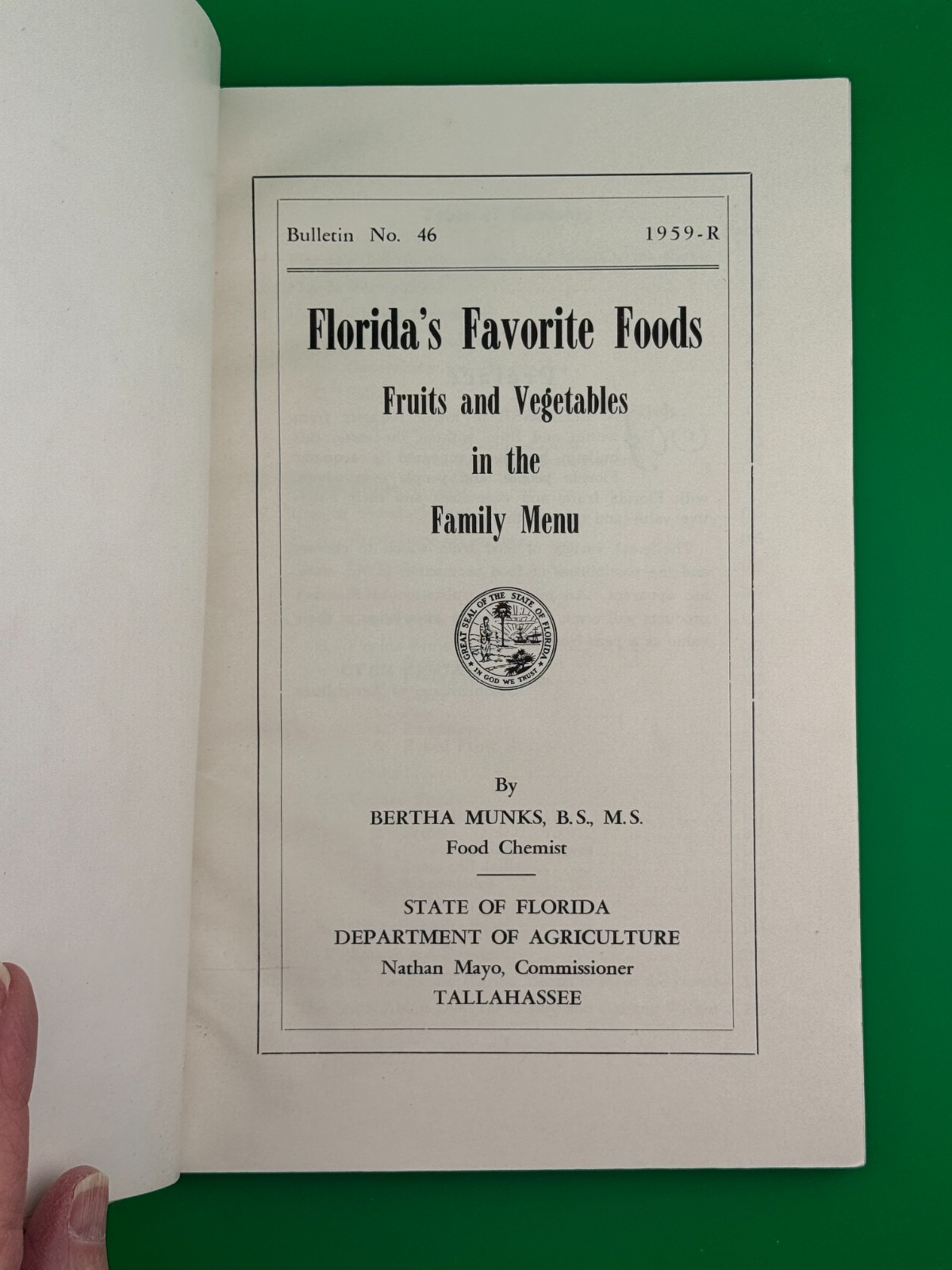 Vintage Florida&rsquo;s Favorite Foods Cookbook 1959 Florida Agriculture Recipes