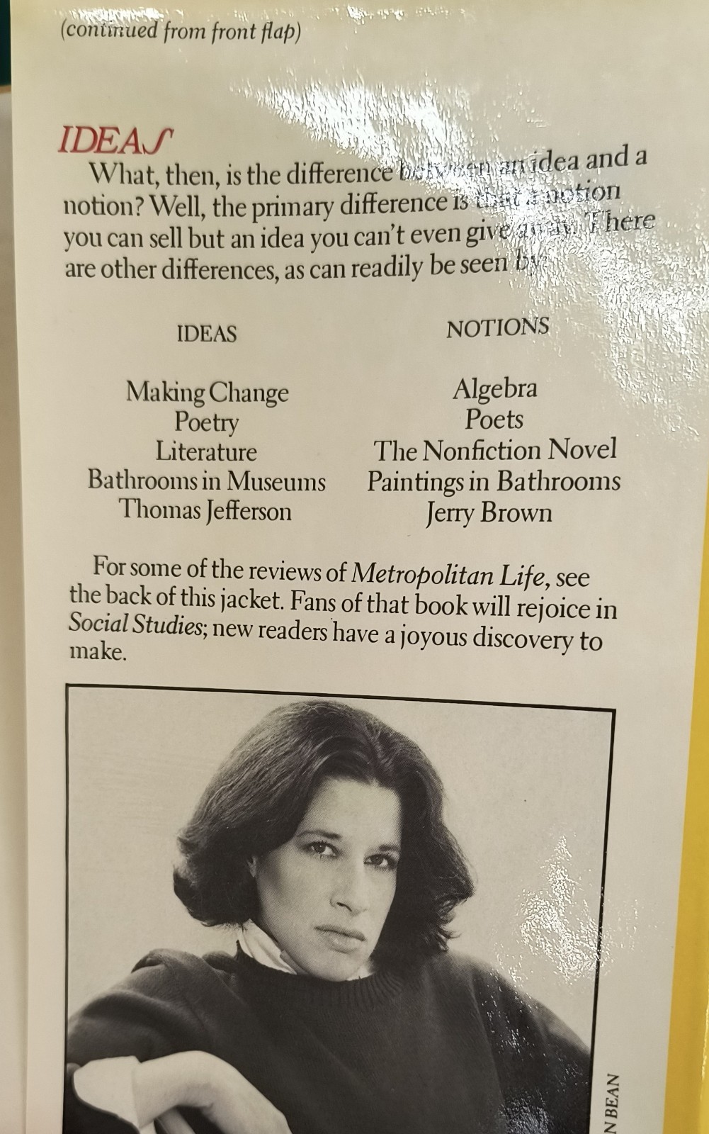 Social Studies Fran Lebowitz 4th Printing 1981 HCDJ Unclipped