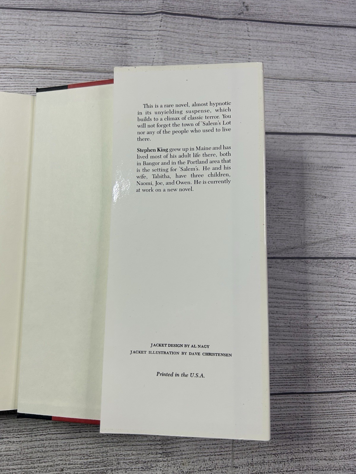 1975 SALEM&rsquo;S LOT Stephen King Book Club Edition Hardcover w/ Dust Jacket