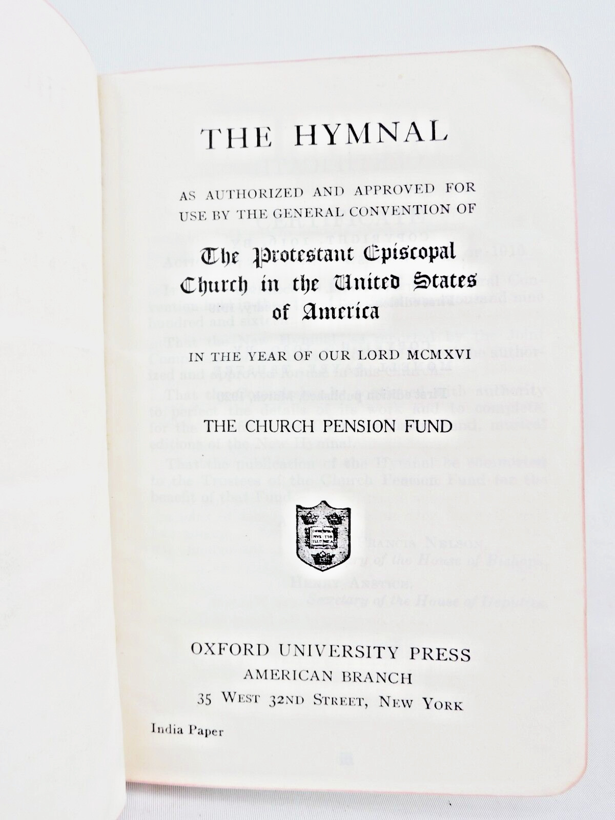 Antique Hymnal Protestant Episcopal Church 1920 Pocket Sized 578 Pgs 3-1/4&Prime;x 5&Prime;