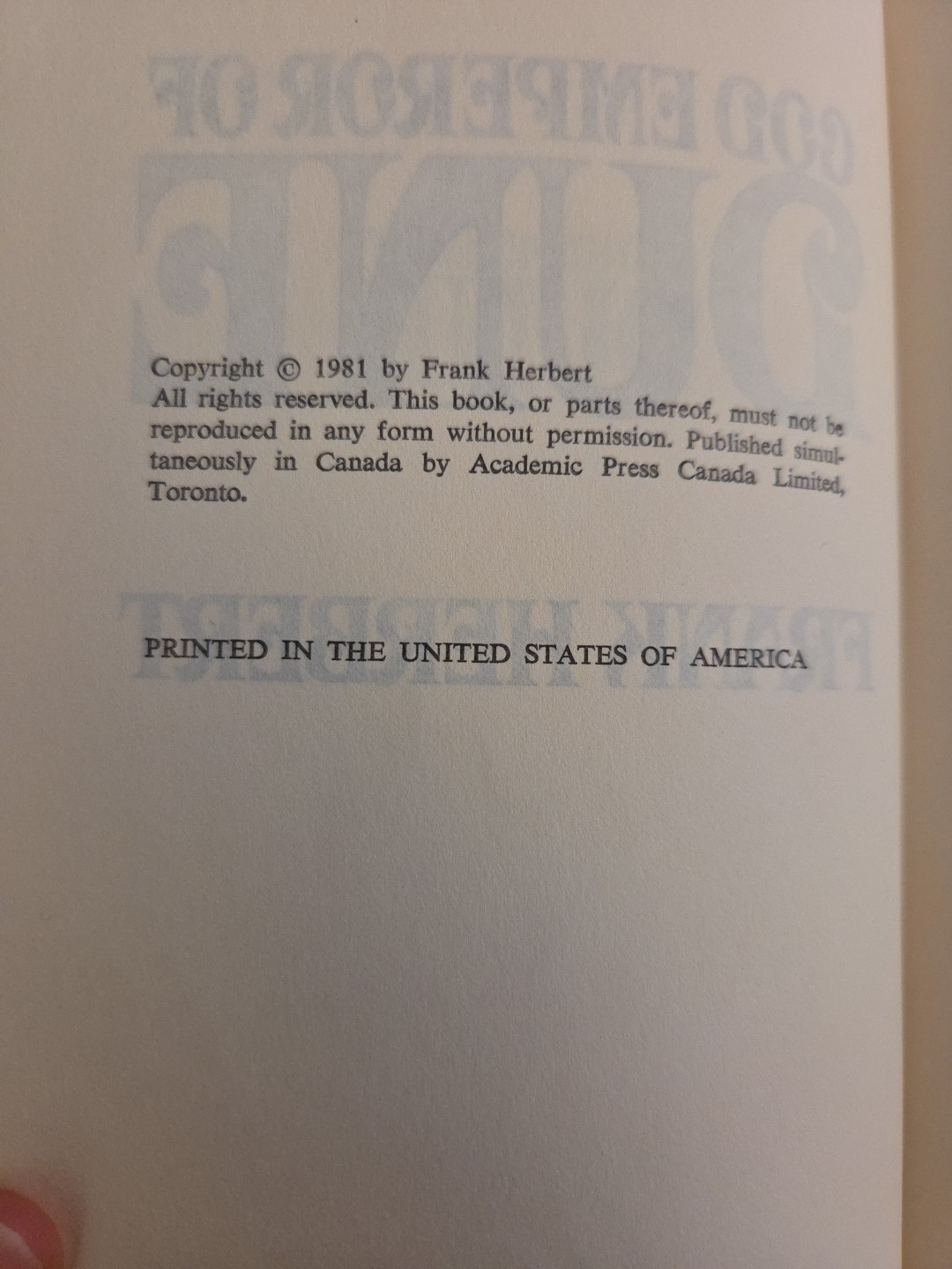 God Emperor of Dune Frank Herbert 1981 HC/DJ Book Club Edition BCE