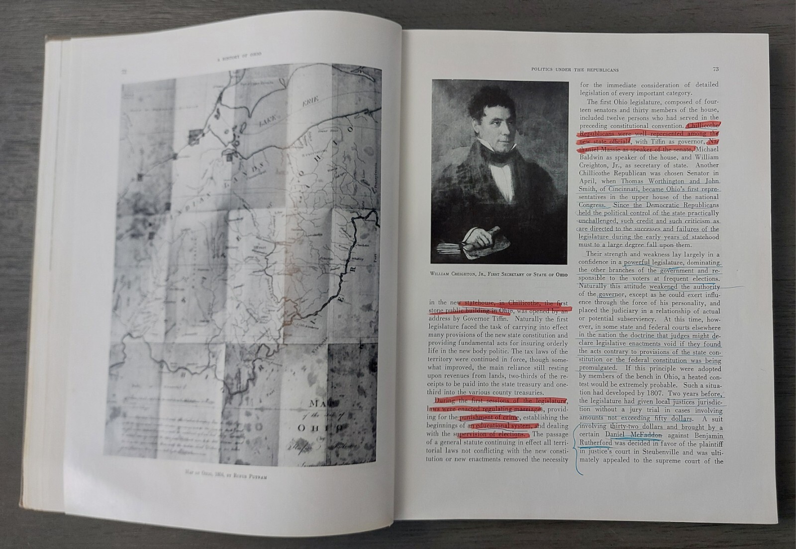 Vintage 1961 « A History of Ohio » Roseboom/Weisenburger Hardcover