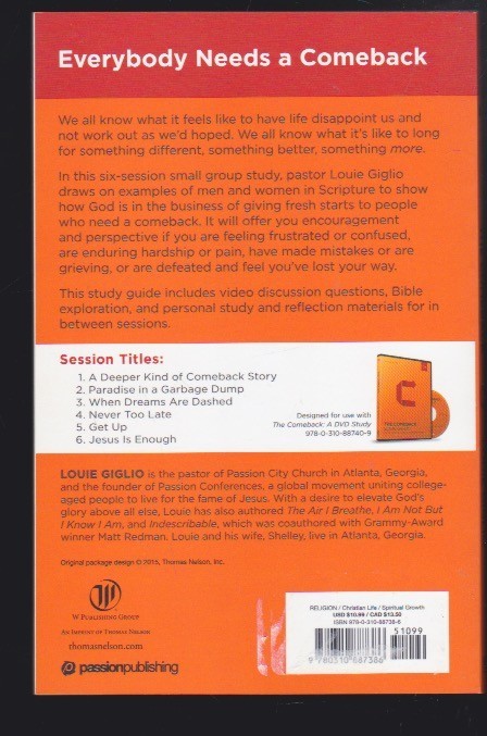 The Comeback Bible Study: You&rsquo;re Never Too Far by Louie Giglio Paperback LN