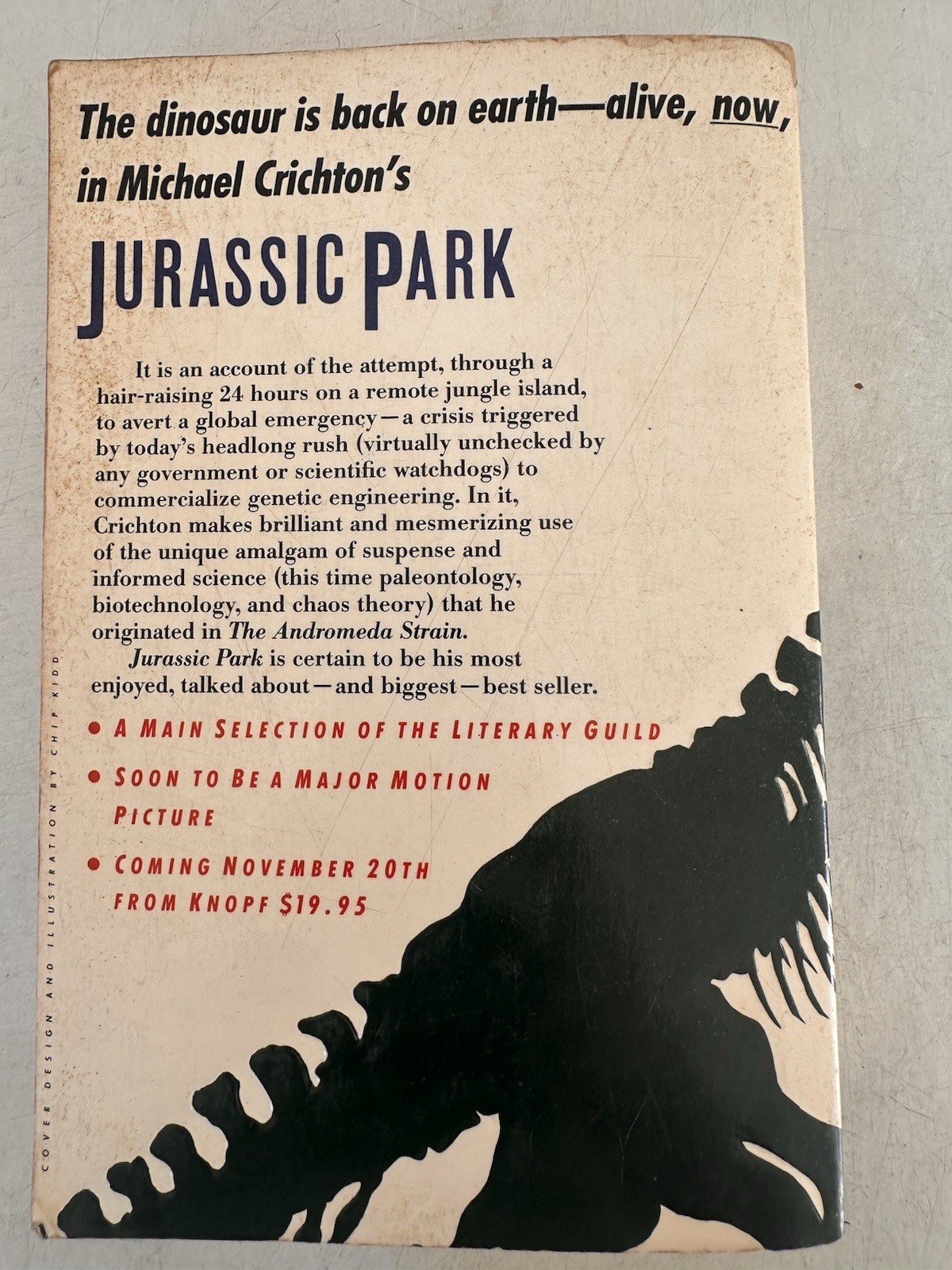 JURASSIC PARK 1990 First Edition! Michael Crichton Advance Reader&rsquo;s Edition