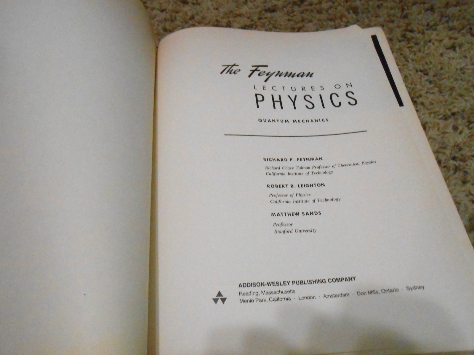 Feynman LECTURES ON PHYSICS Vol 1 2 3 + Vol 2 3 Exercises 1965 – 3HC 2TPB GC