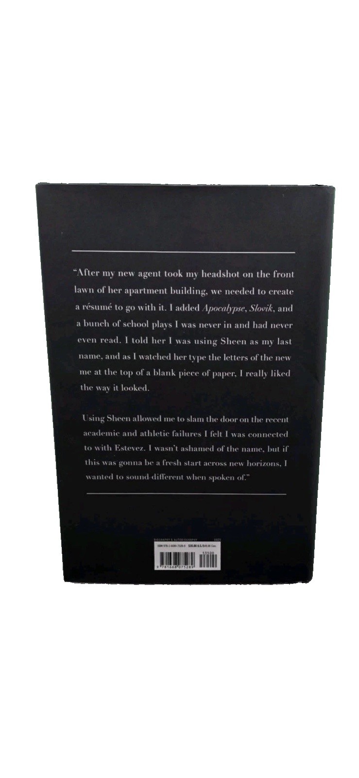 The Book of Sheen: A Memoir by Charlie Sheen Hardcover Book BRAND NEW!! 🔥