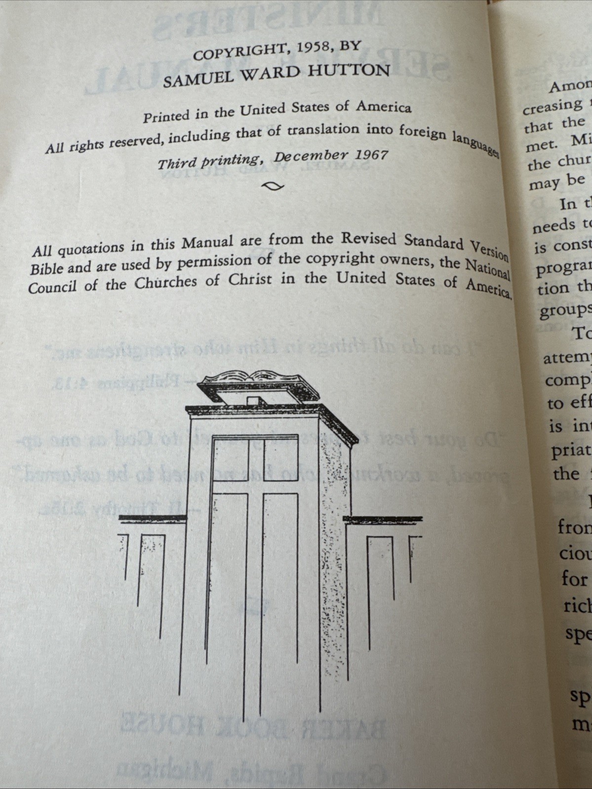Minister&rsquo;s Service Manual – Hardcover By Hutton, Samuel Ward 1967 Third Printing