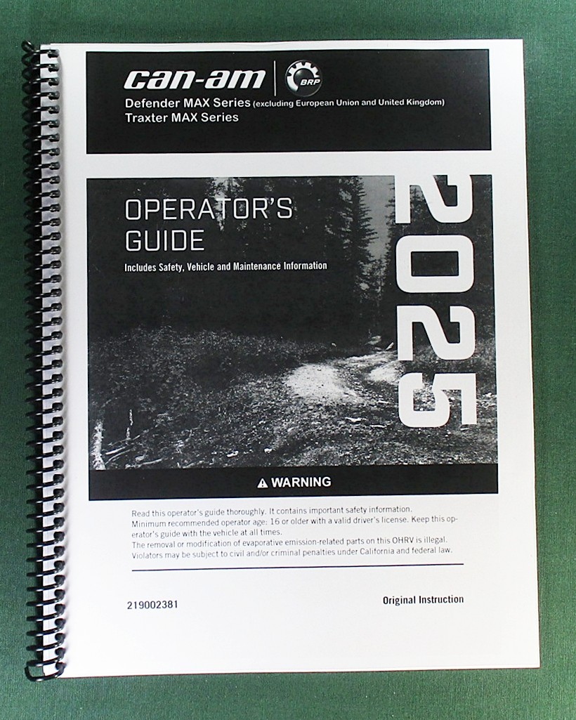 2025 Can-Am Defender MAX HD9 Owner&rsquo;s Manual: 260 Pages & Protective Covers!