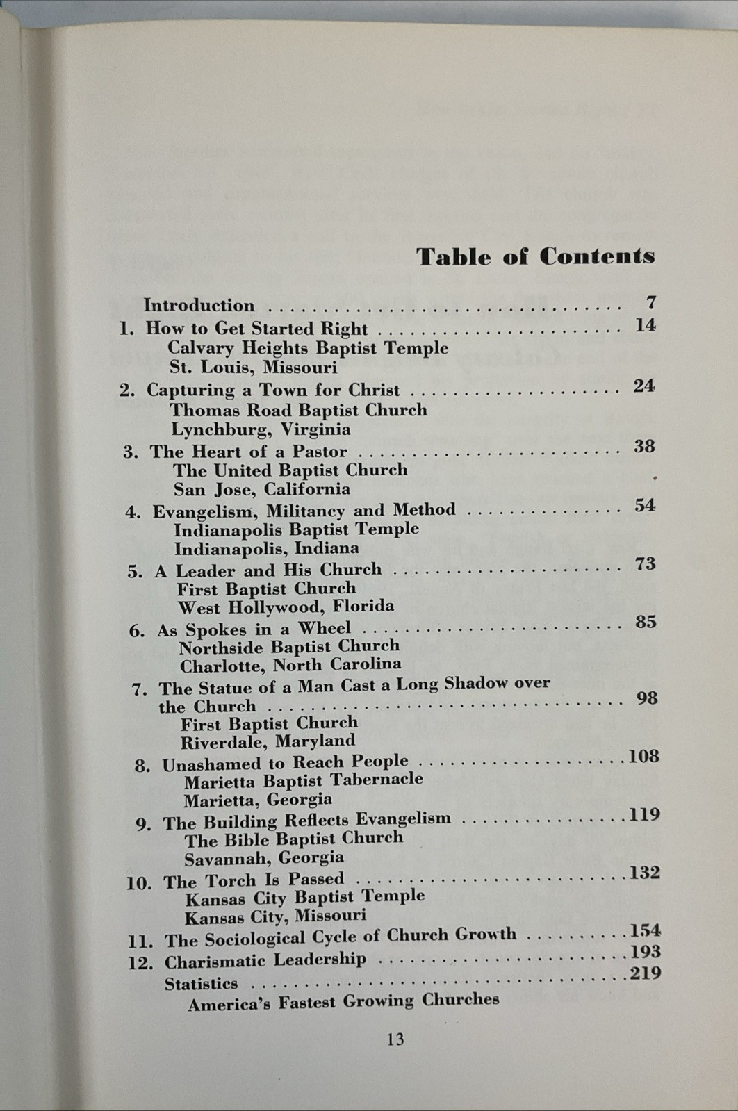 America&rsquo;s Fastest Growing Churches by Elmer L. Towns 1972/HC