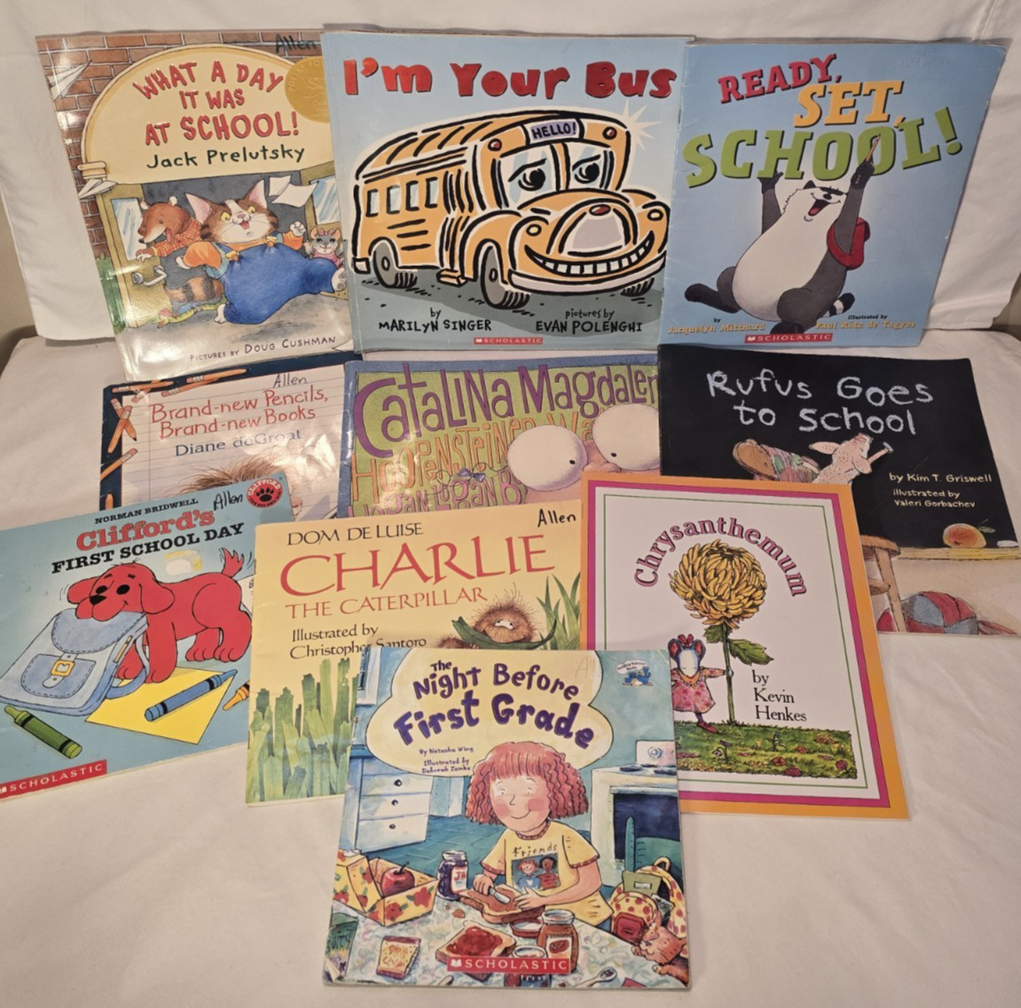Kids Books About First Day Of School Preschool-2nd Grade Teacher Set, PB, Lot 10