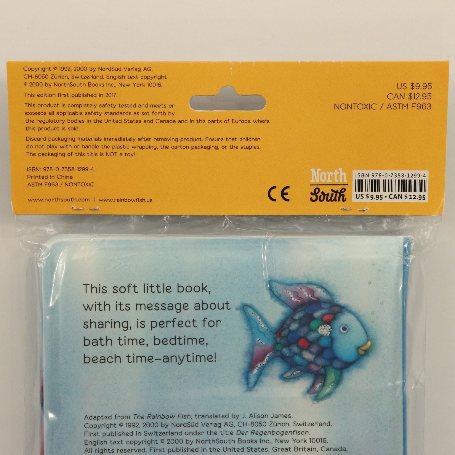 The Rainbow Fish Bath Book Marcus Pfister 2017 Children&rsquo;s NorthSouth Padded NEW