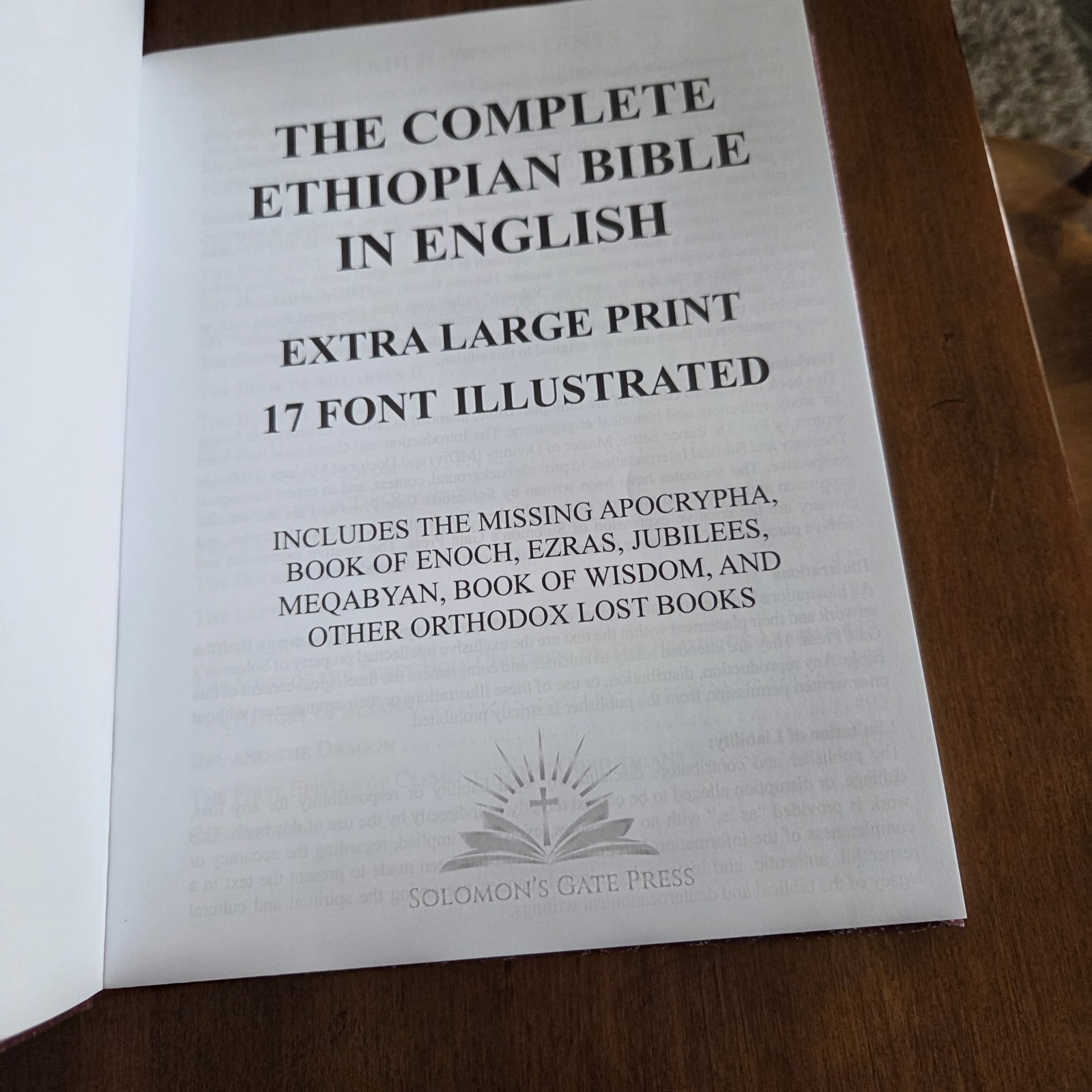 Ethiopian Bible in English Extra Large Print Solomon&rsquo;s Gate Press HC Book