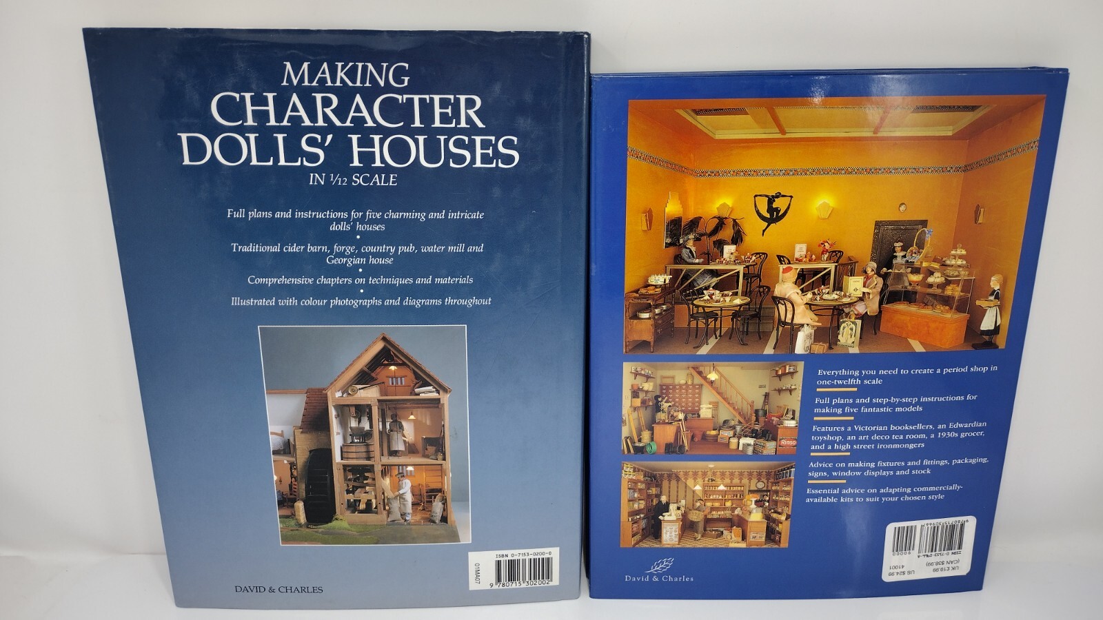 Lot (2) D&C Books Making Character Dolls&rsquo; Houses + Shopkeeper 1/12 Scale HCDJ VG