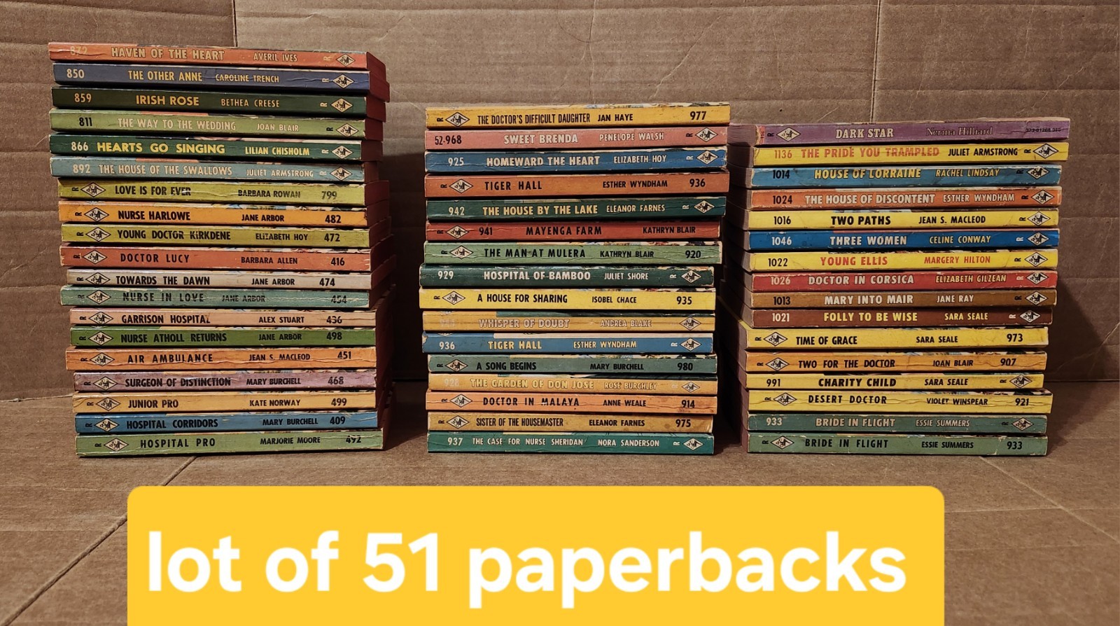 Harlequin Romance Lot Of 51 Paperbacks Books Series 400-1200 Vintage 1957-69