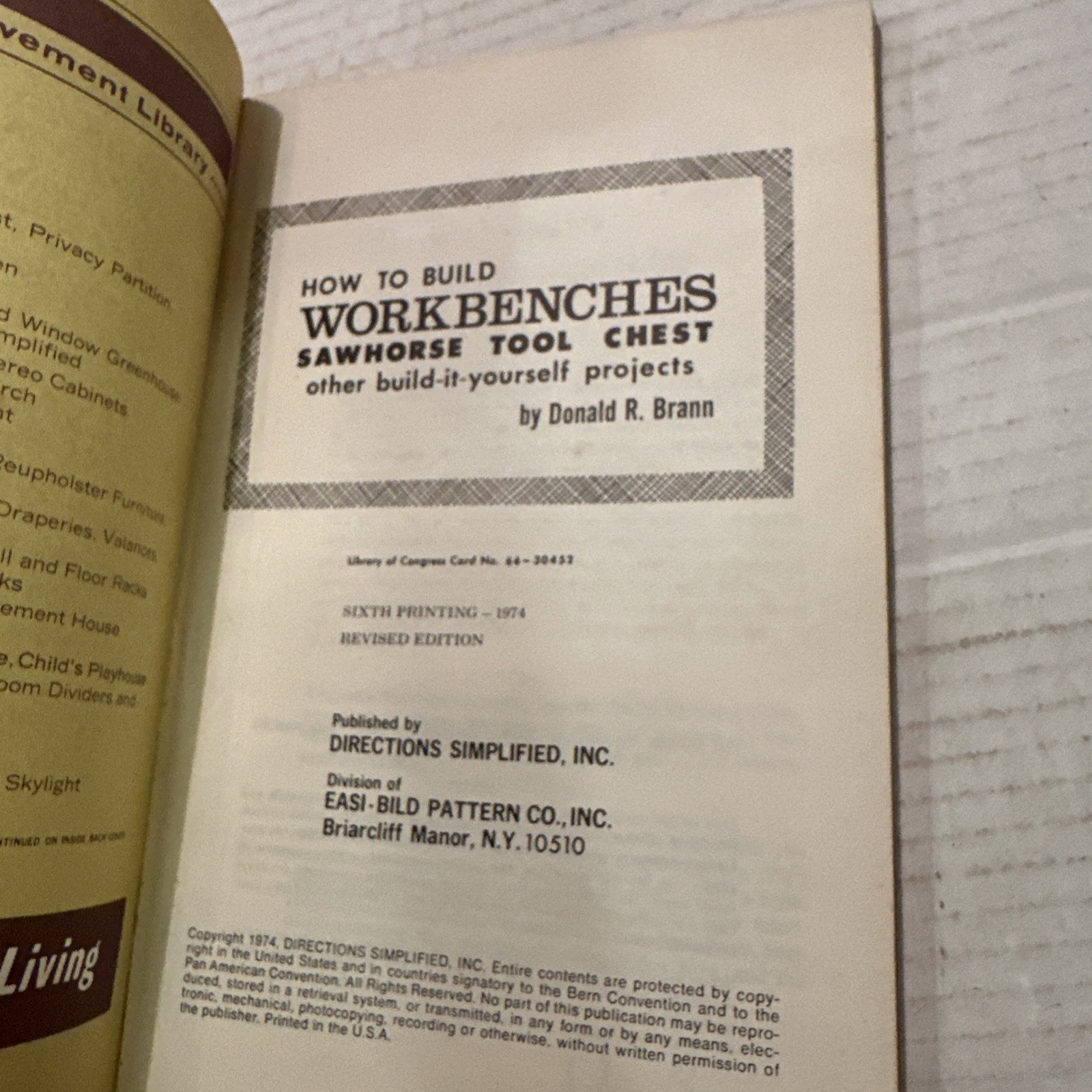How to Build Workbenches, Sawhorse Tool Chests, And Other Projects 1974