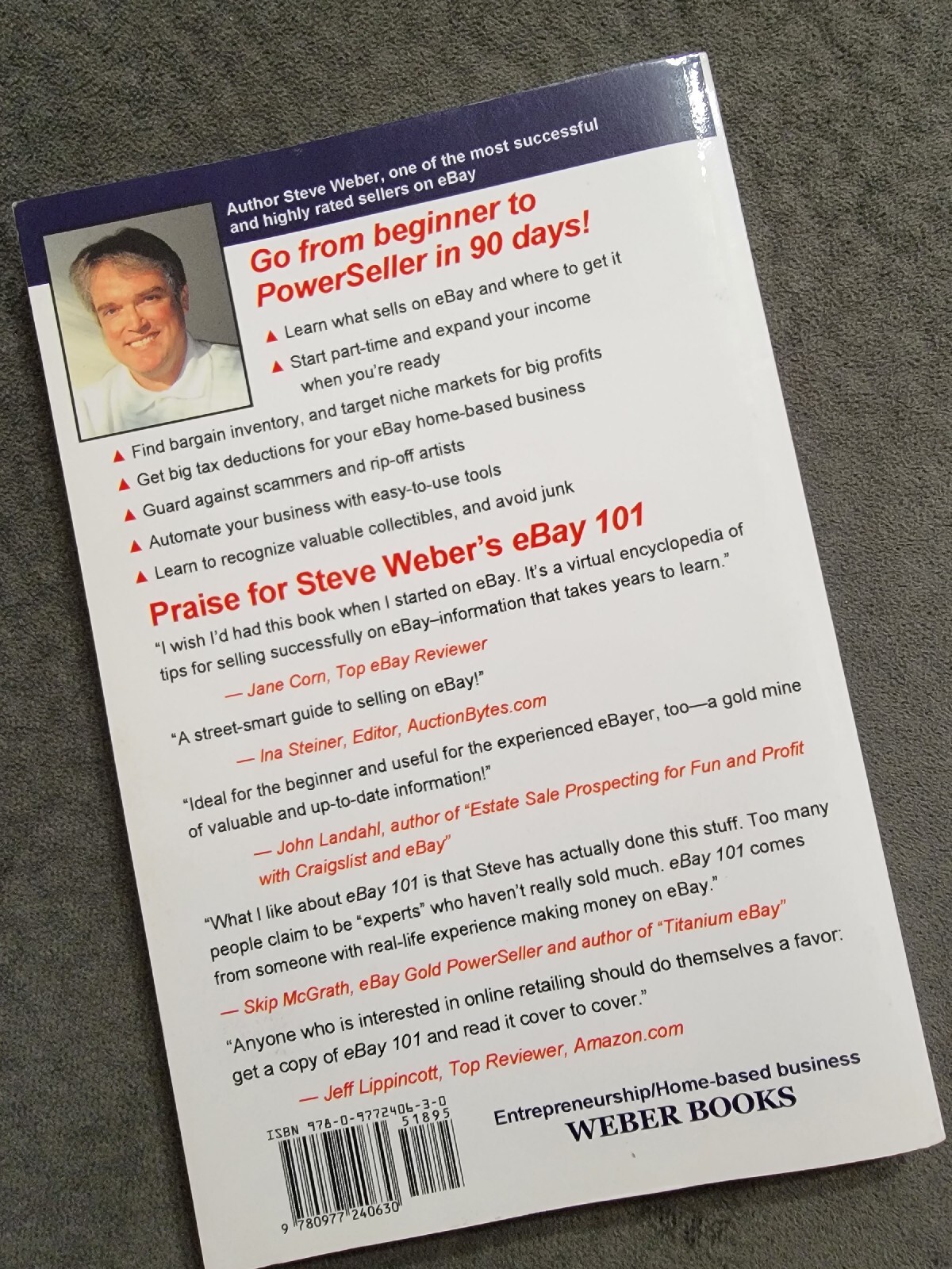 Selling on eBay. Book 254 pages. *eBay 101* by Steve Weber