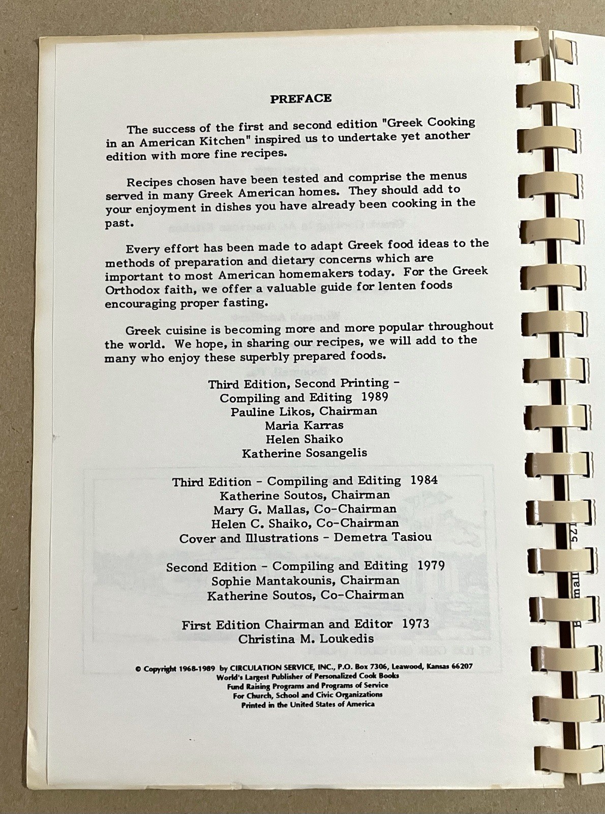 Greek Cooking Cookbook, St. Luke&rsquo;s Greek Orthodox Church, Broomall, PA, 1989 VG+