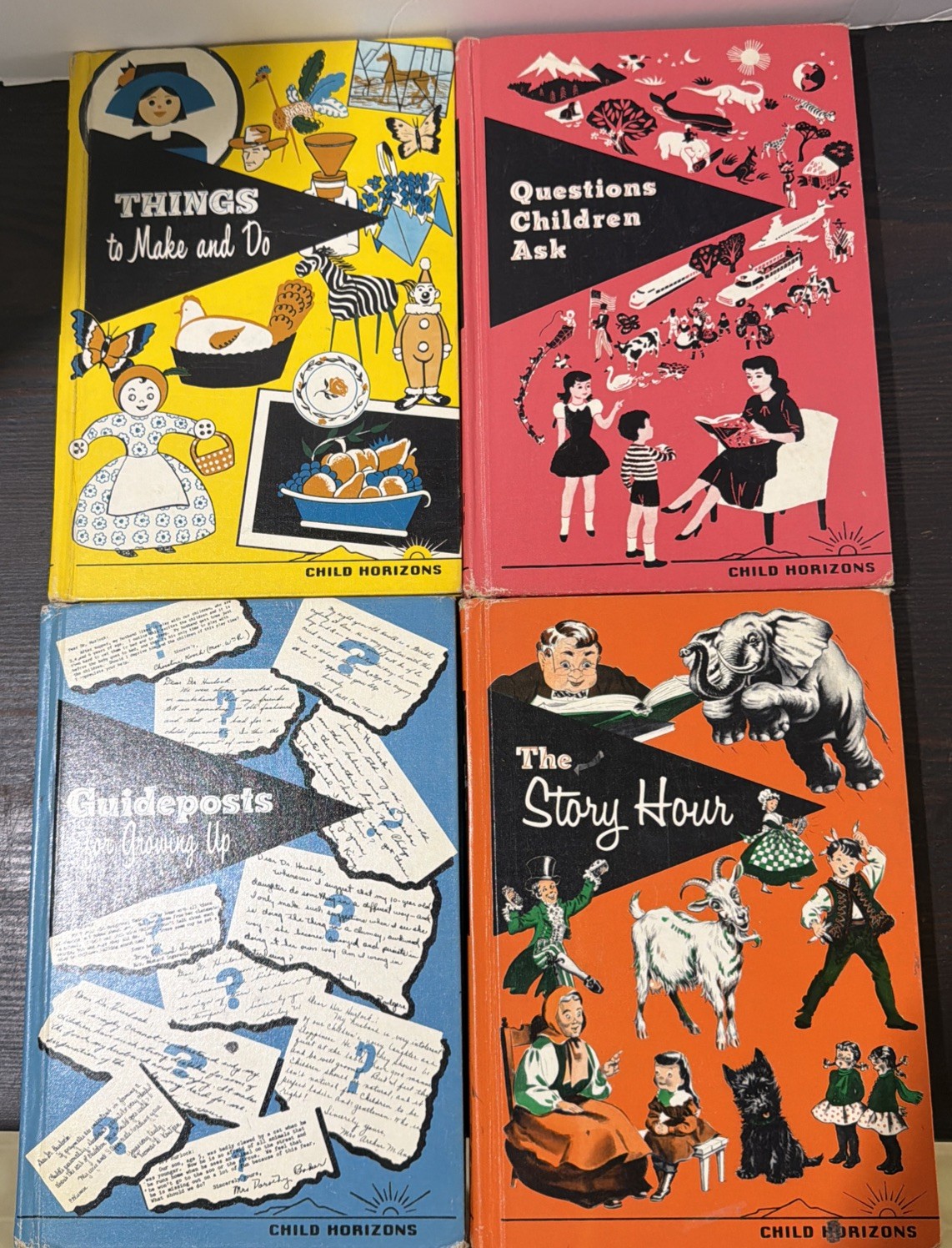 Vintage 1950s Child Horizons Books Lot Set 4 Illustrated Children’s Series