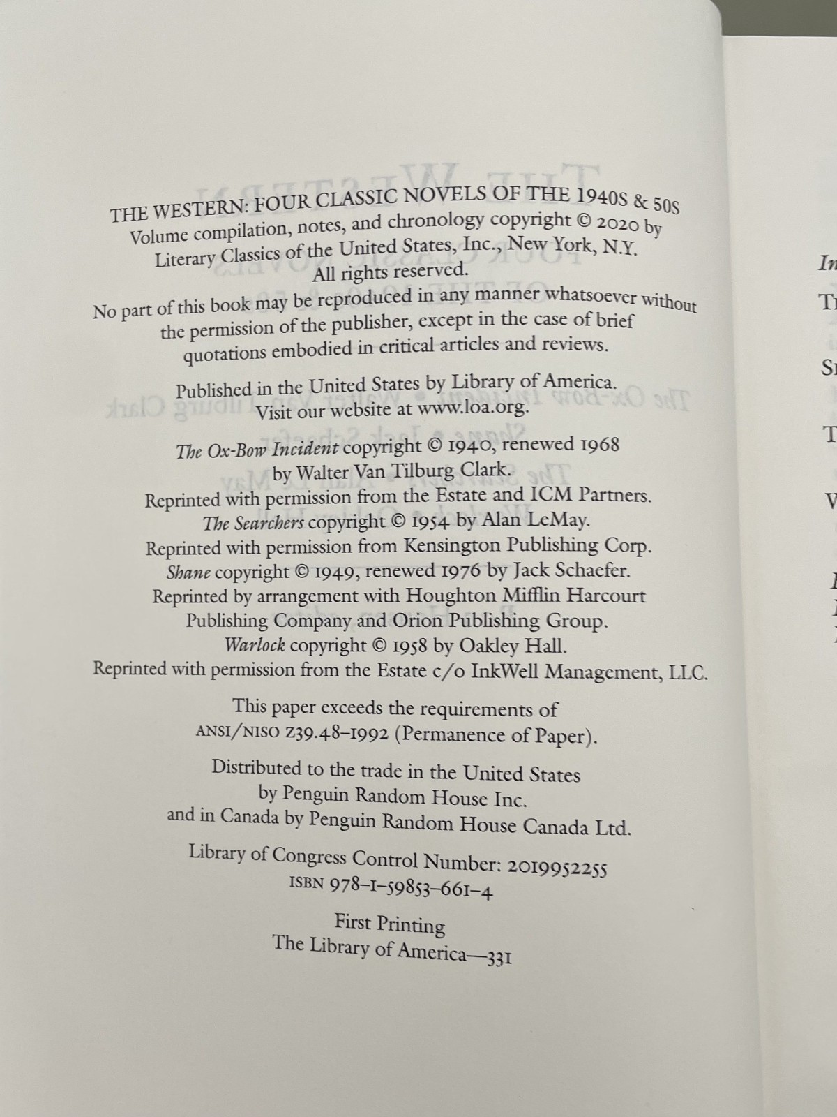 The Western: Four Classic Novels of the 1940s & 1950s Library of America