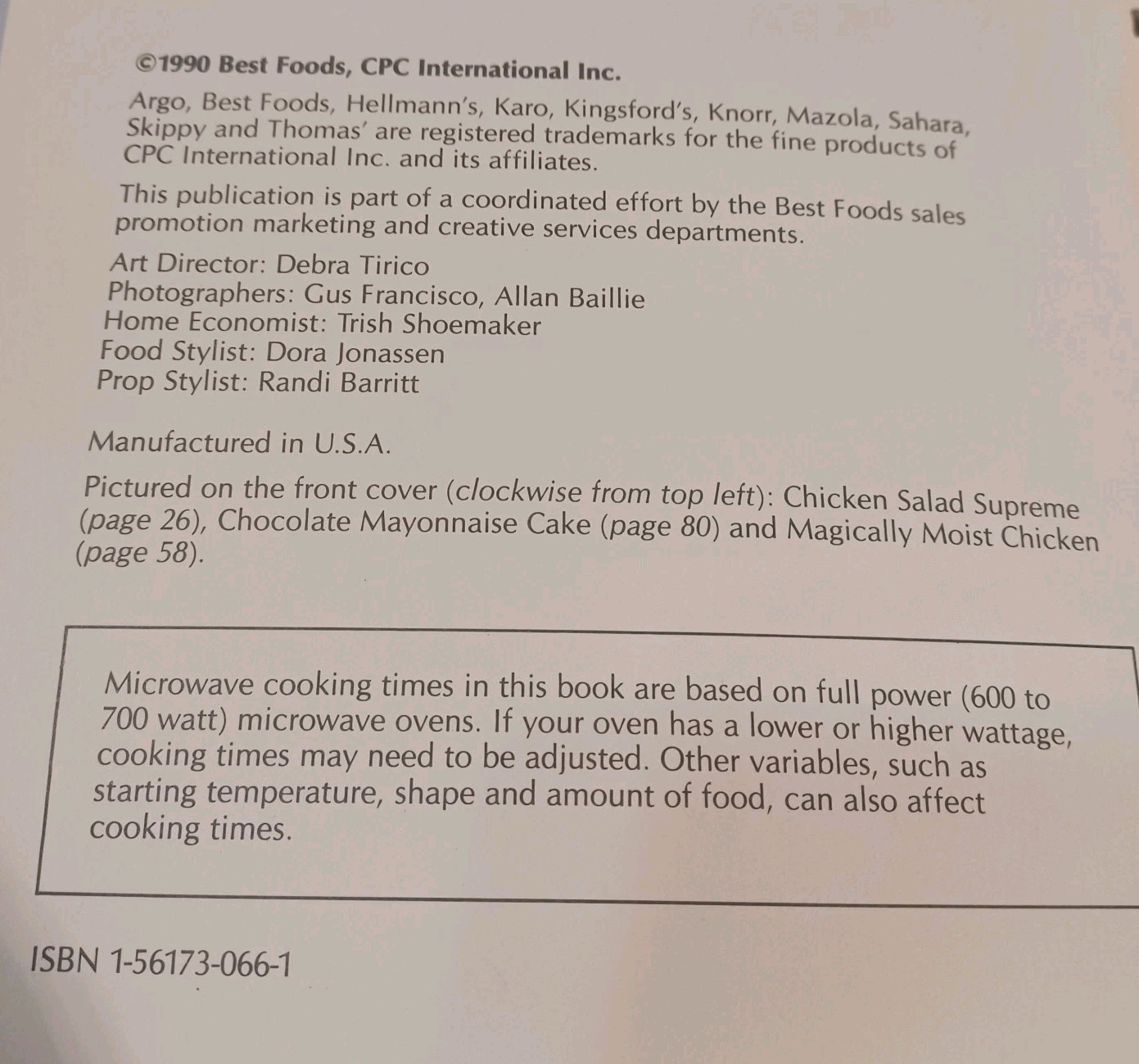 Hellmann&rsquo;s Best Foods Mayonnaise 100+ Recipes Published 1990/Read Description.