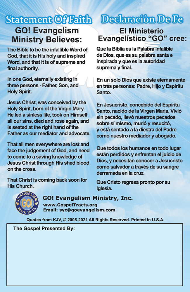 « ENGLISH & SPANISH Tracts, 20 Pages Each, Pack of 40 units, Powerful & Colorful