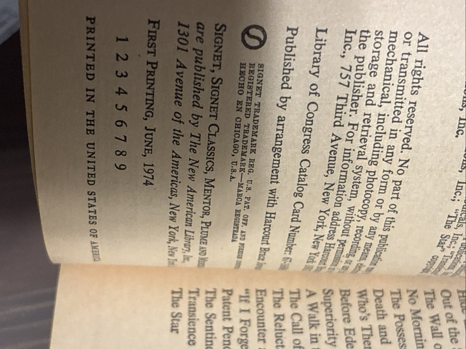 The Nine Billion Names of God by Arthur C. Clarke 1974 Signet 1st Printing